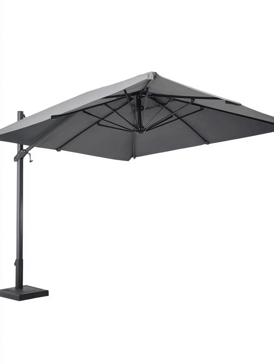 Parasol cuadrado 3x3 m aluminio y poliéster Antracita con base-MEUBOLVIX