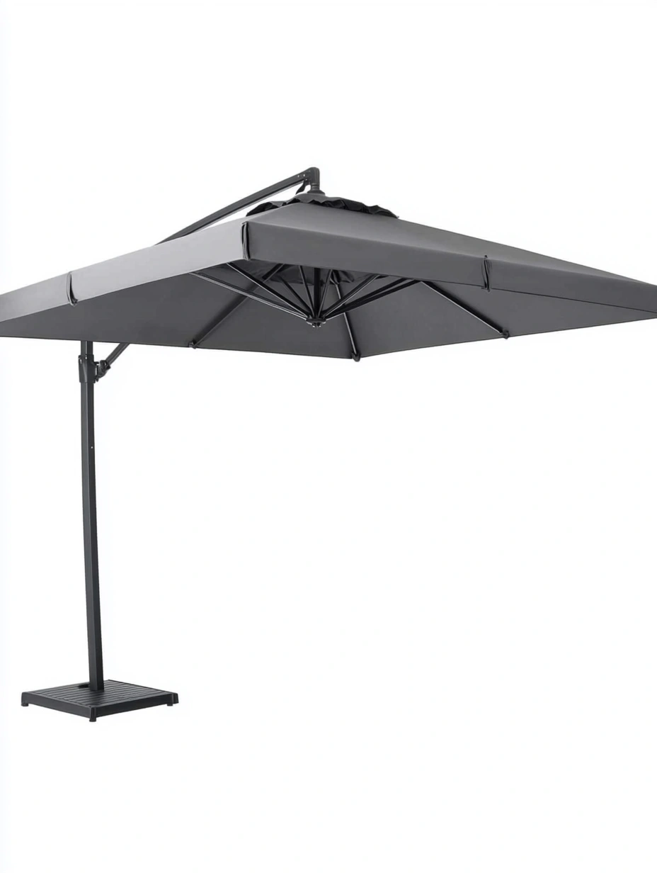 Paraguas Cantilever de Aluminio y Poliéster Gris Oscuro 300x300 cm-MEUBOLVIX