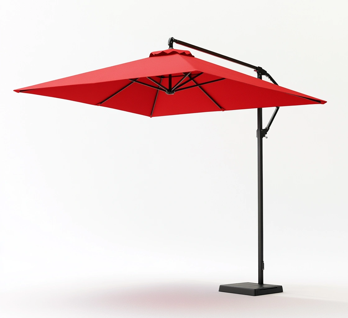 Parasol cuadrado de tela roja con estructura de aluminio, 300 cm-MEUBOLVIX