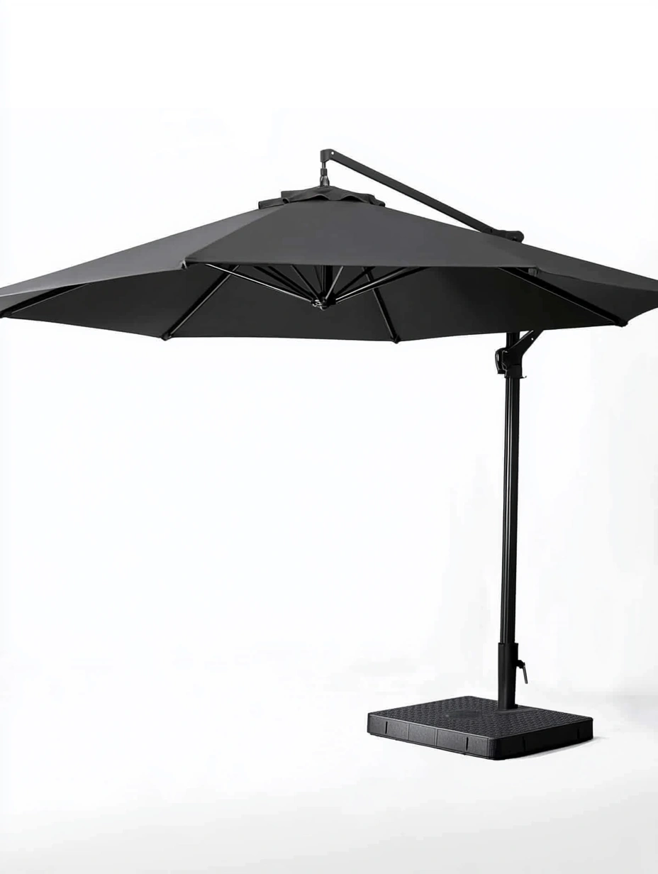 Sombrilla colgante de jardín aluminio Negro 300 cm-MEUBOLVIX