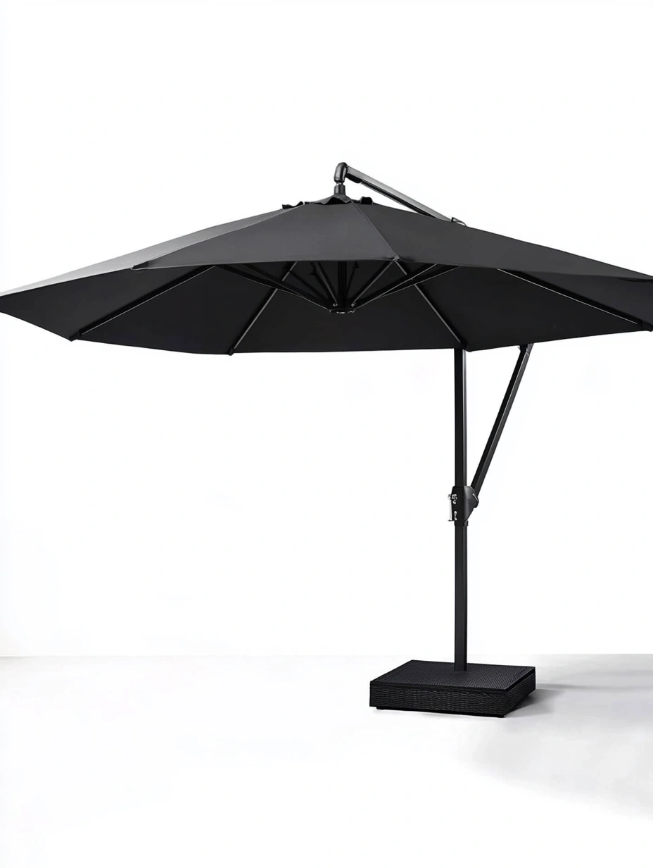 Sombrilla Colgante de Poliéster Negro con Estructura de Aluminio 300 cm-MEUBOLVIX