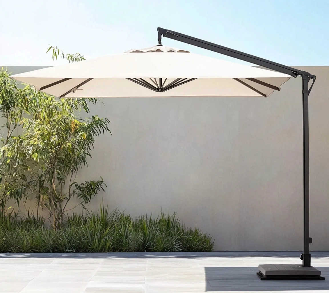Parasol de jardín con estructura de aluminio y poliéster de 3m-MEUBOLVIX