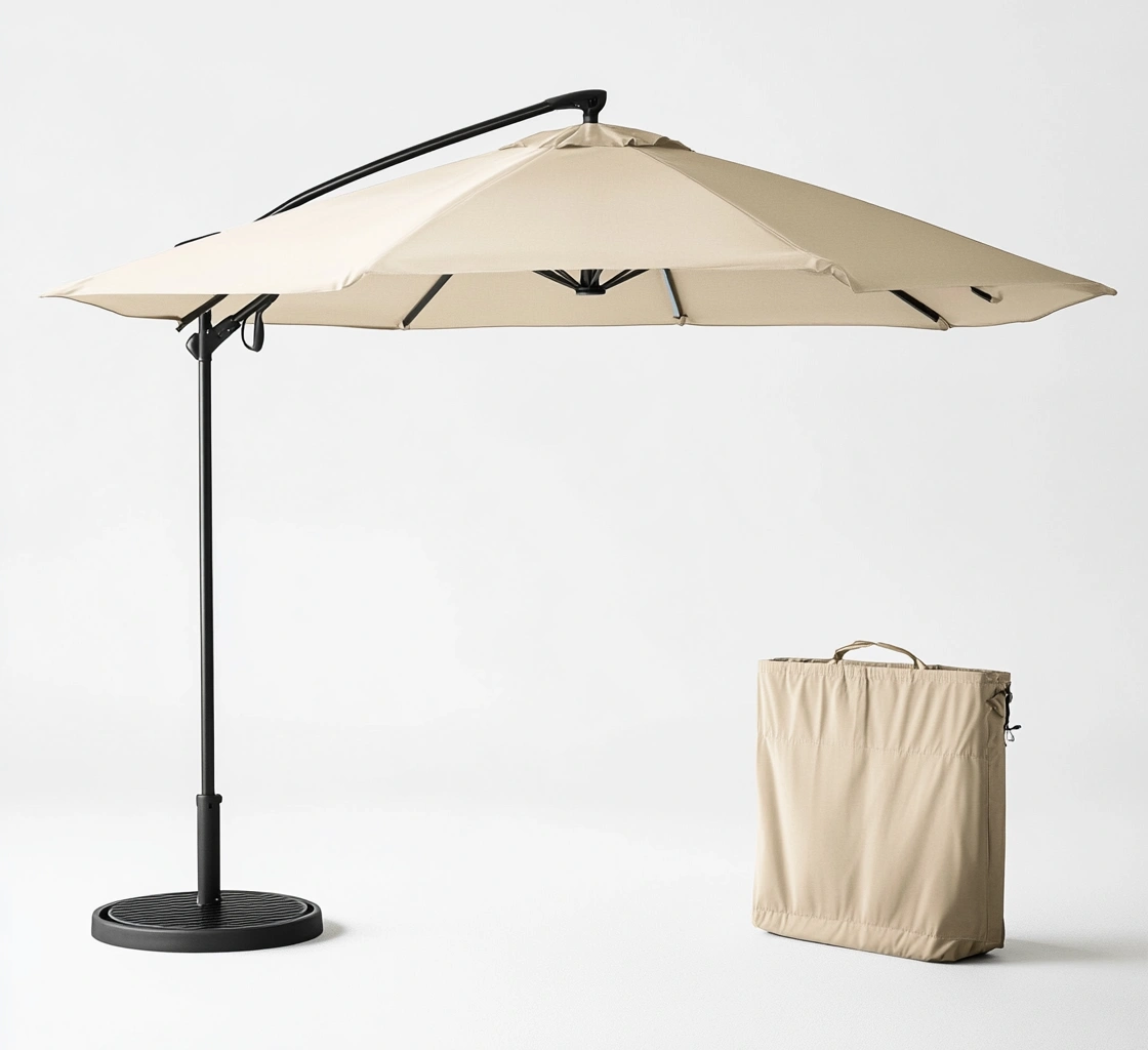 Sombrilla de jardín de aluminio con poliéster Beige-MEUBOLVIX