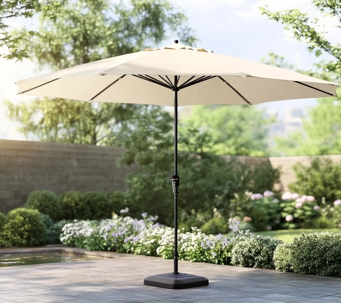 Sombrilla de Jardín Redonda Tela de Poliéster Beige 300 cm-MEUBOLVIX