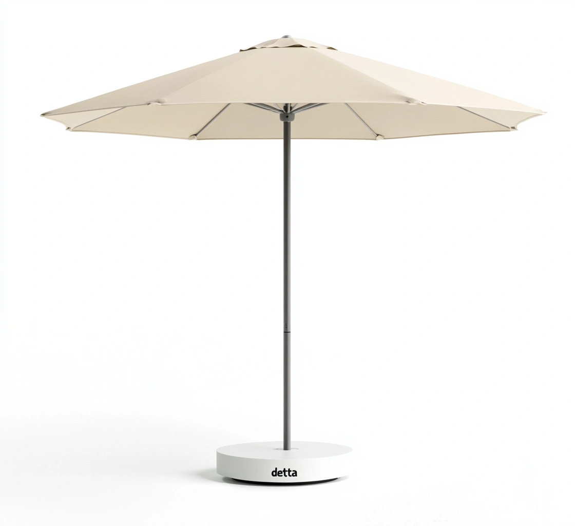 Sombrilla de Jardín Redonda de Tela Beige con Base de Aluminio-MEUBOLVIX