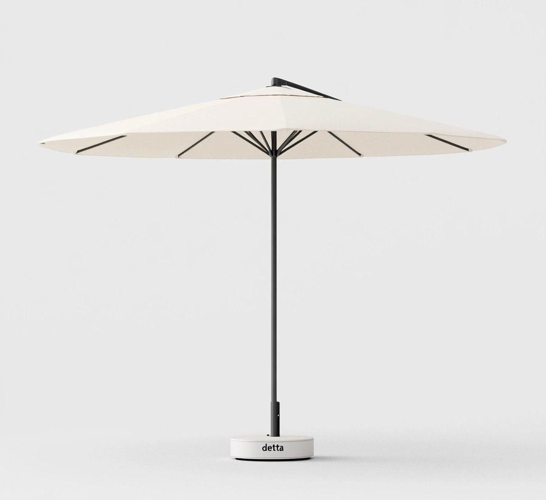 Sombrilla Redonda de Poliéster Beige 300cm con Base Metálica-MEUBOLVIX