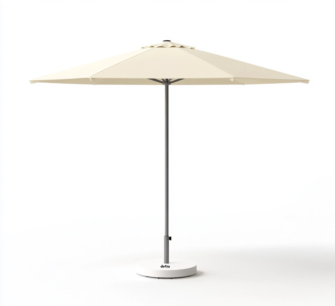 Sombrilla de jardín redonda beige de poliéster con poste de aluminio-MEUBOLVIX