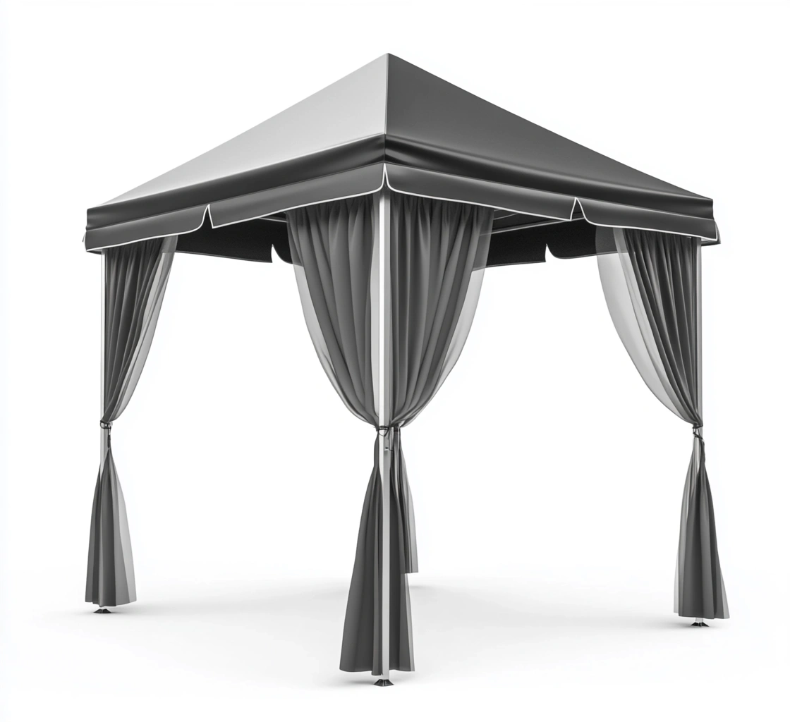 Toldo de Jardín de Metal 3x3m con Cortinas de Poliéster-MEUBOLVIX