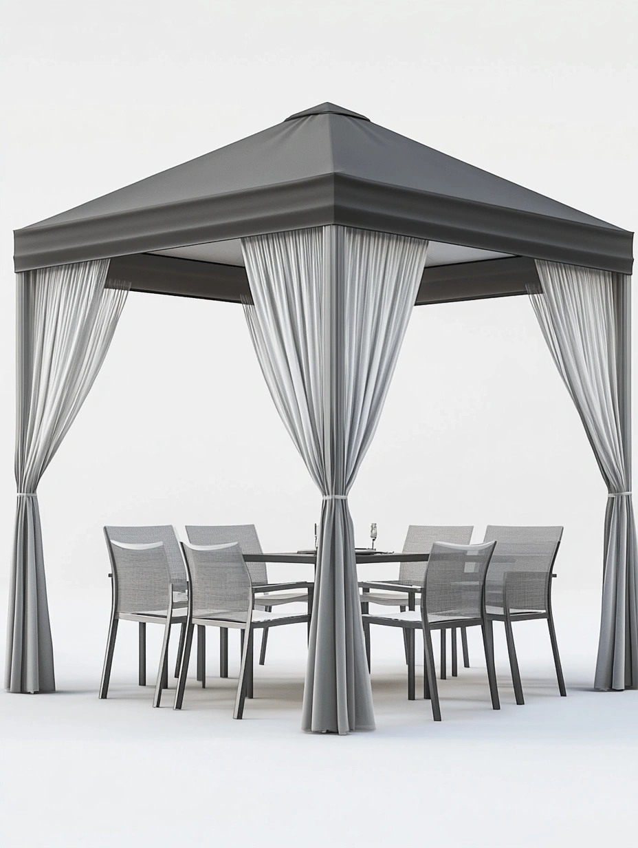 Conjunto de Pérgola de Aluminio y Muebles de Jardín Grises-MEUBOLVIX