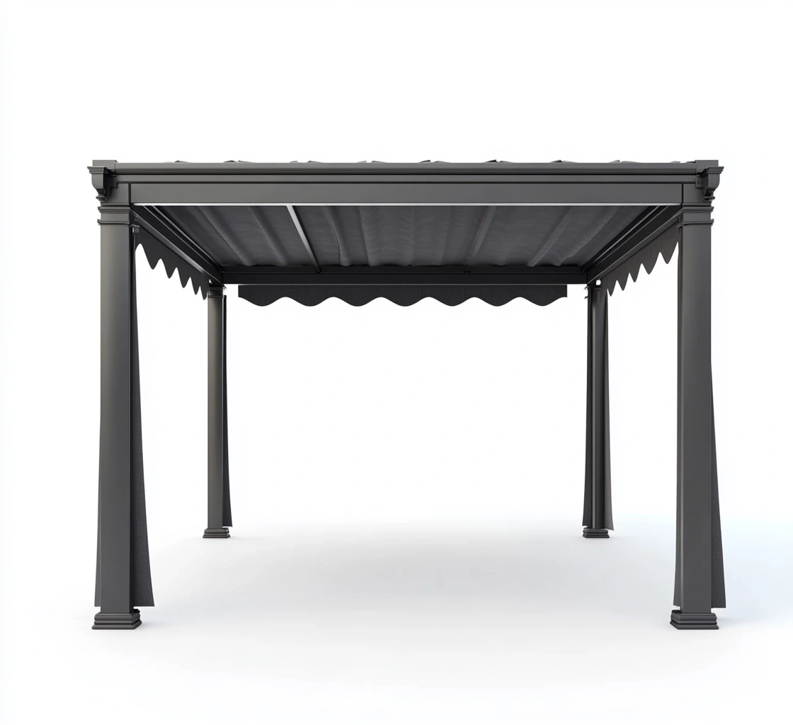 Pérgola de Aluminio con Superficie de Tela Poliéster Gris 300x300 cm-MEUBOLVIX