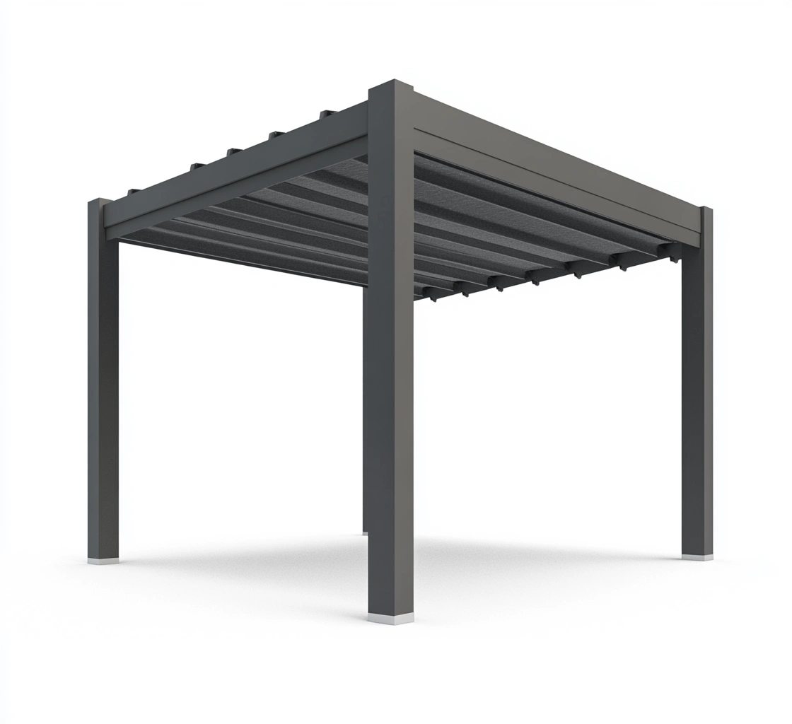 Pérgola de Aluminio con Techo Retráctil 3x3 m Gris Antracita-MEUBOLVIX
