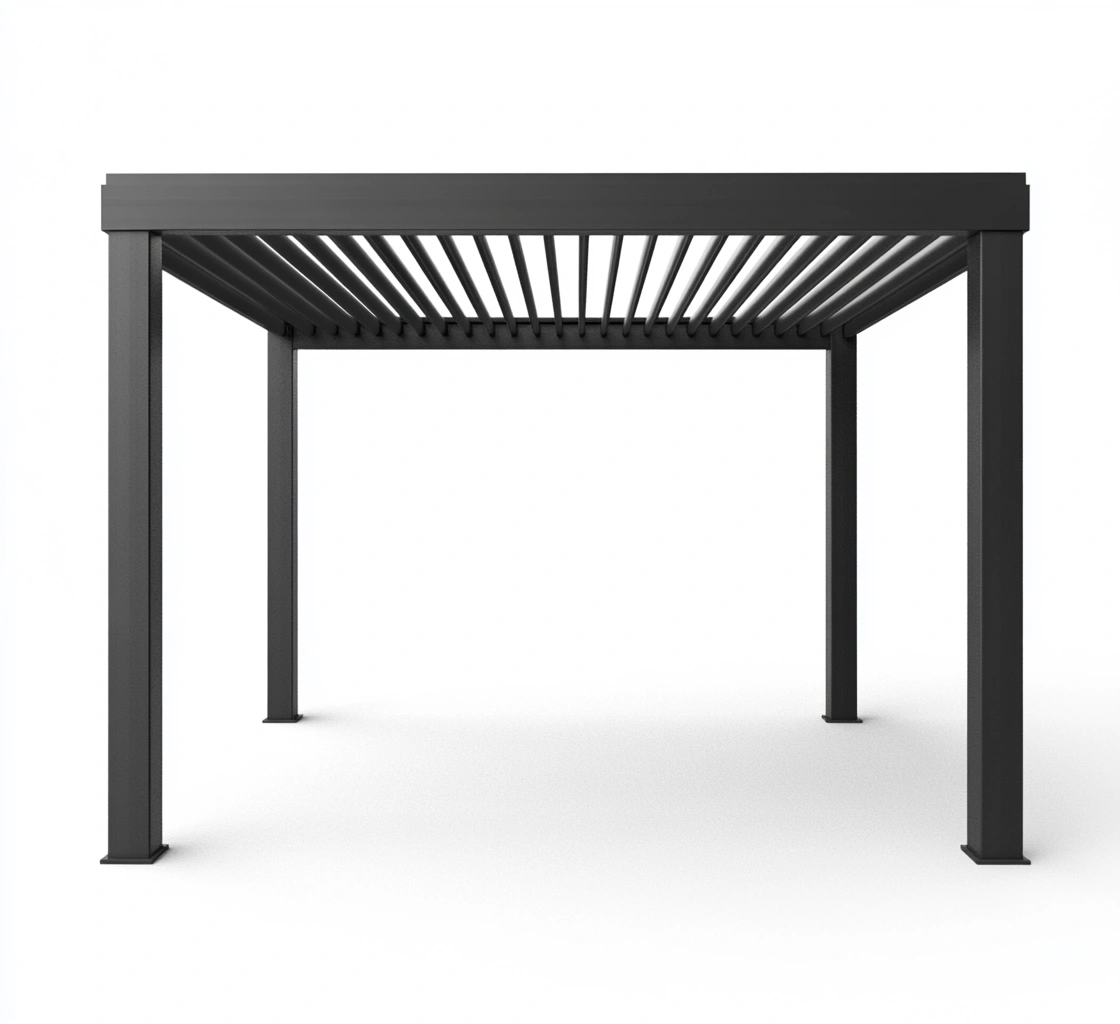 Pérgola de aluminio ajustable 3x3 m negro-MEUBOLVIX