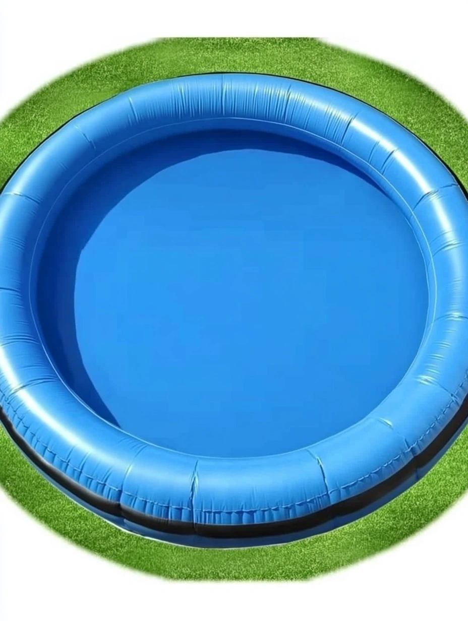 Piscina inflable redonda de PVC azul, diámetro 150 cm-MEUBOLVIX