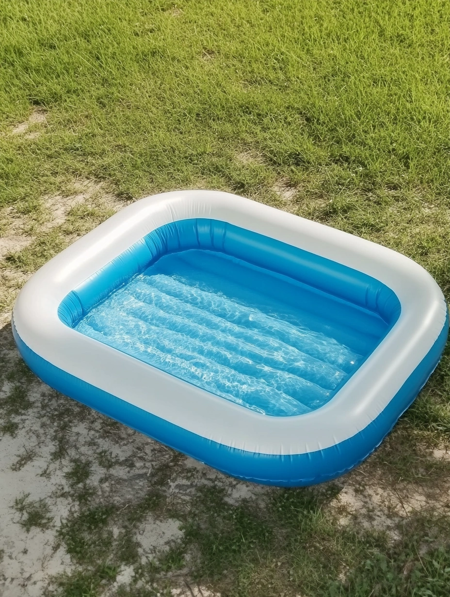 Piscina inflable de PVC blanco y azul 150x110x50 cm-MEUBOLVIX
