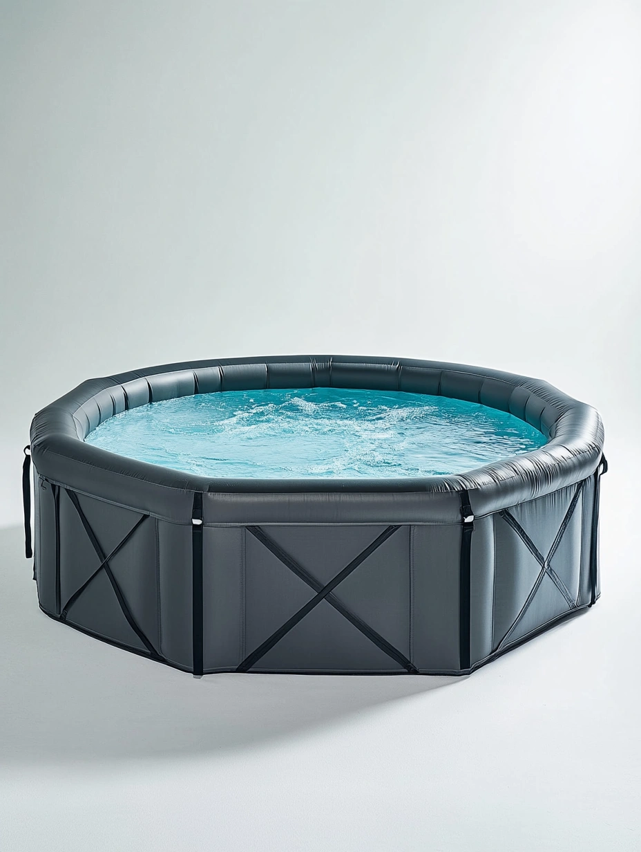 Piscina redonda de PVC gris con bomba de filtrado-MEUBOLVIX