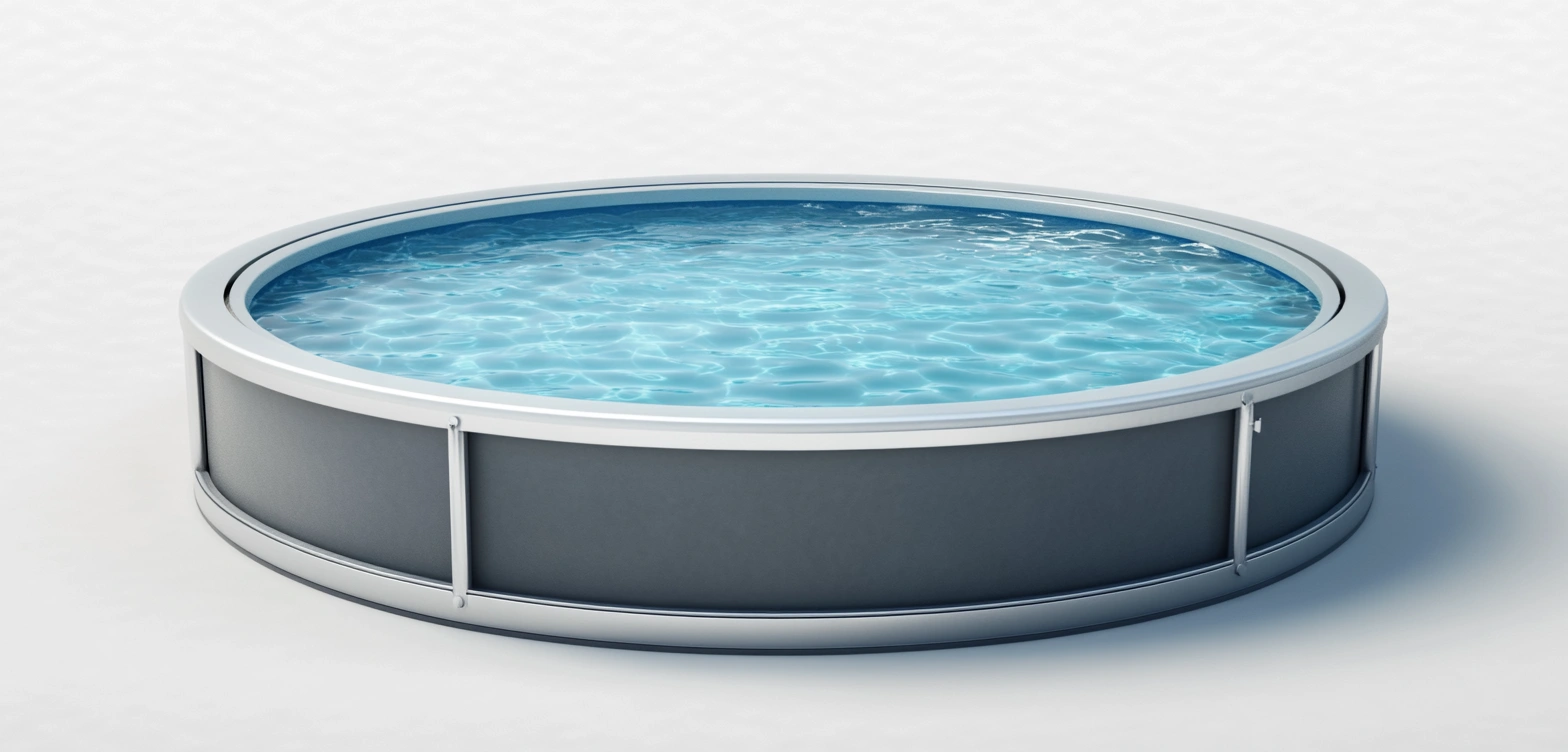 Piscina redonda de acero con revestimiento de PVC gris/azul-MEUBOLVIX