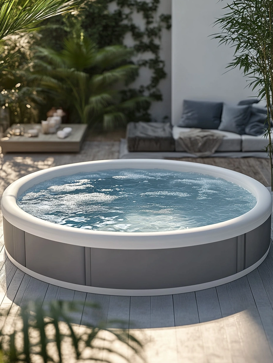 Jacuzzi Redondo de Plástico Gris 180 cm-MEUBOLVIX