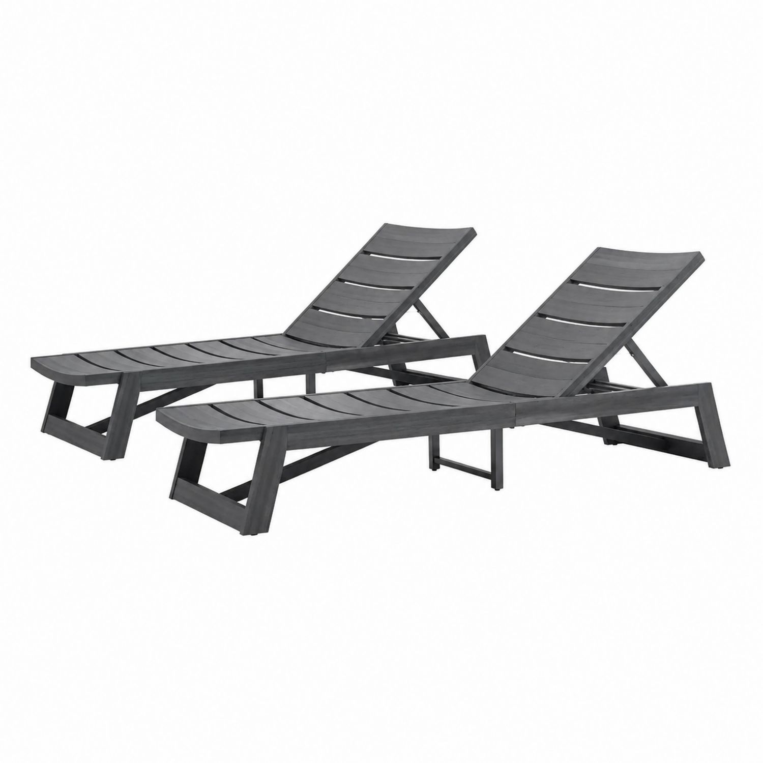 Gartenliege Set 2 Stück Holz Grau
