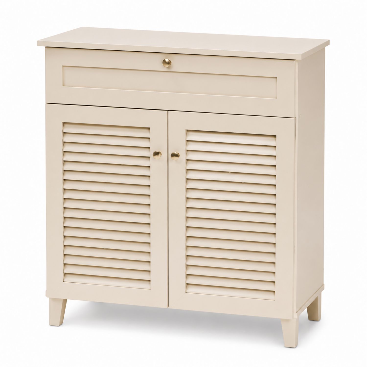 Holz Schuhschrank mit Schublade und Türen Beige