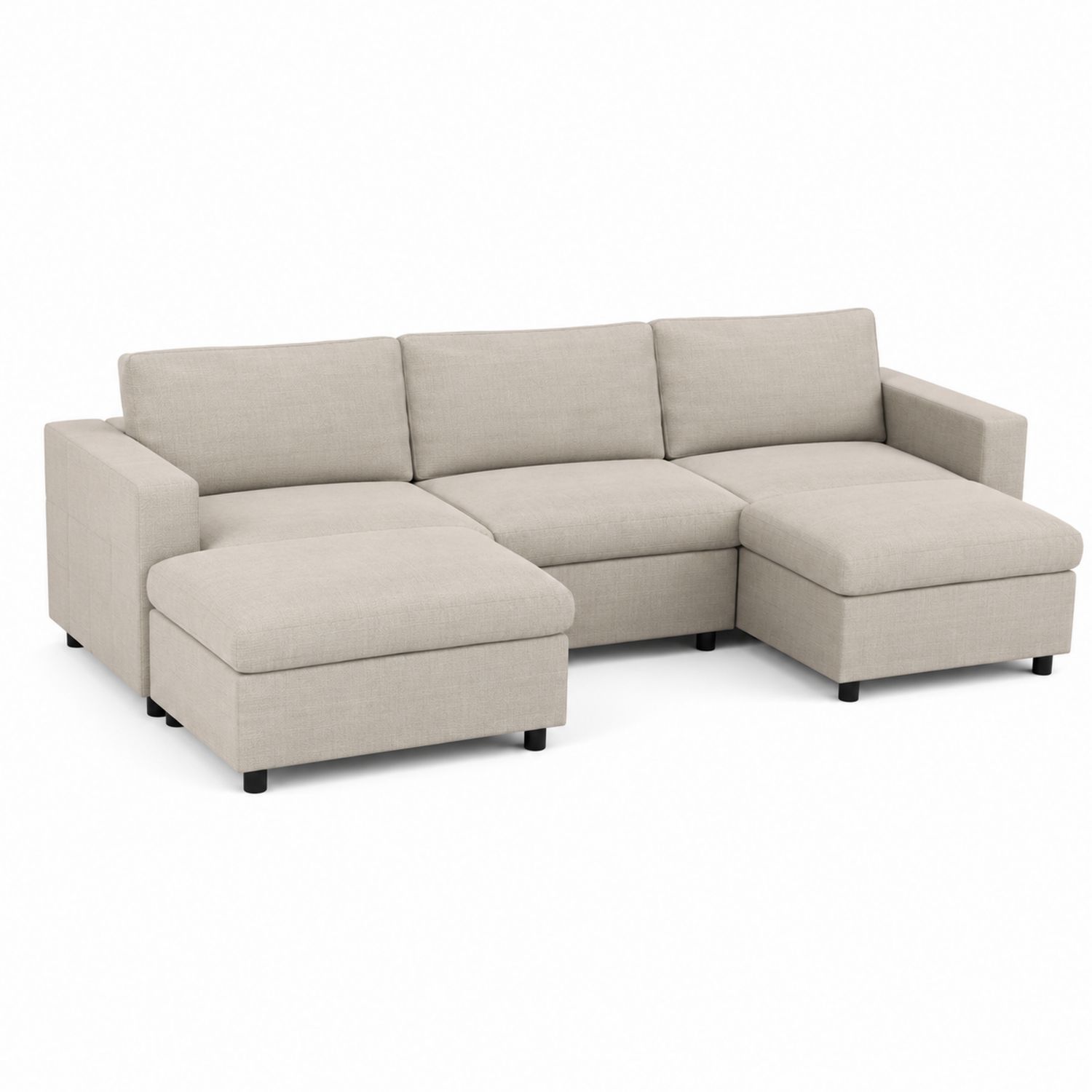Ecksofa mit Ottomane Leinen Beige