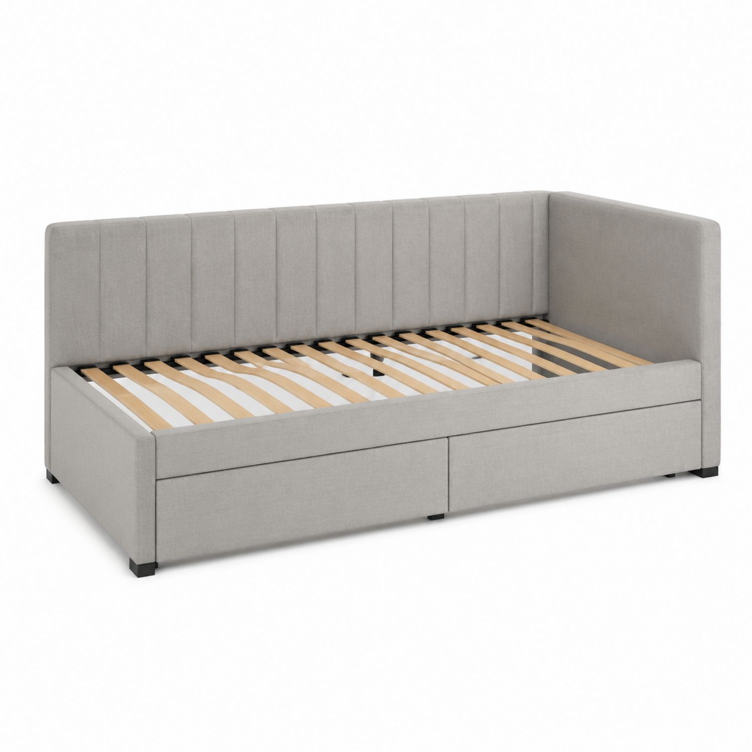 Polster-Eckbett mit Lattenrost und Stauraum 200x90 cm Stoff Hellgrau