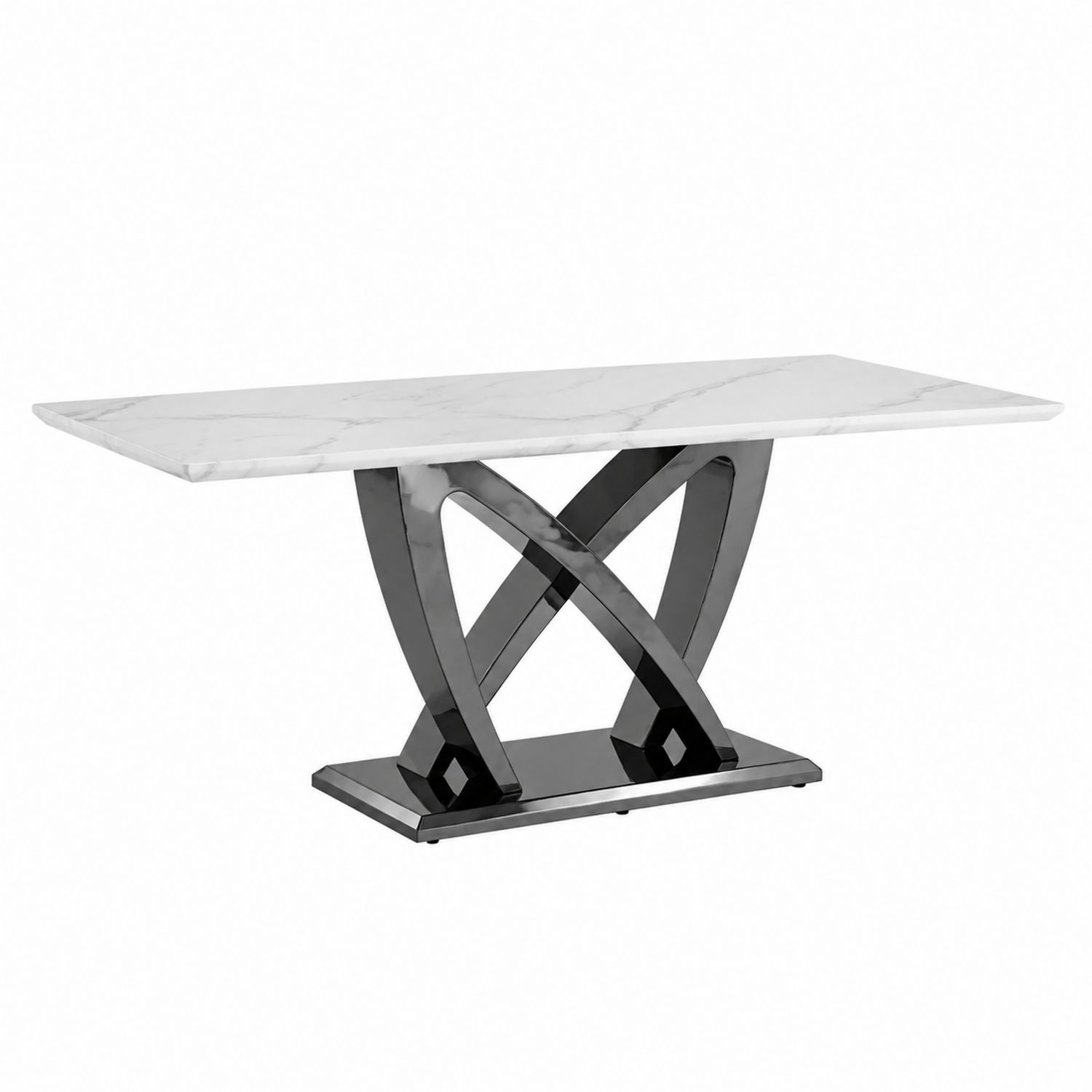 Rechteckiger Esstisch aus Marmoroptik und Edelstahl 160x90x75 cm