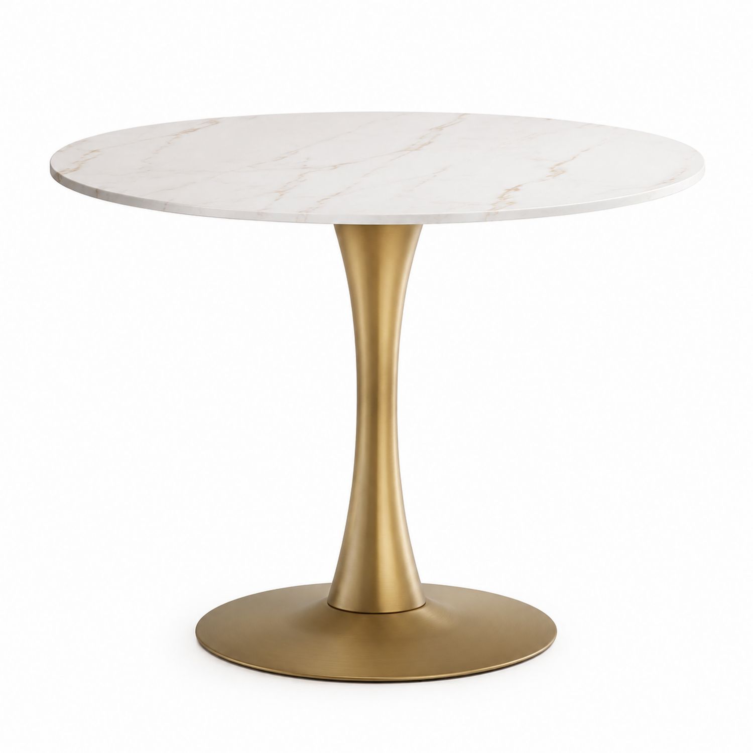 Runder Esstisch Keramik Marmoroptik Metall Gold