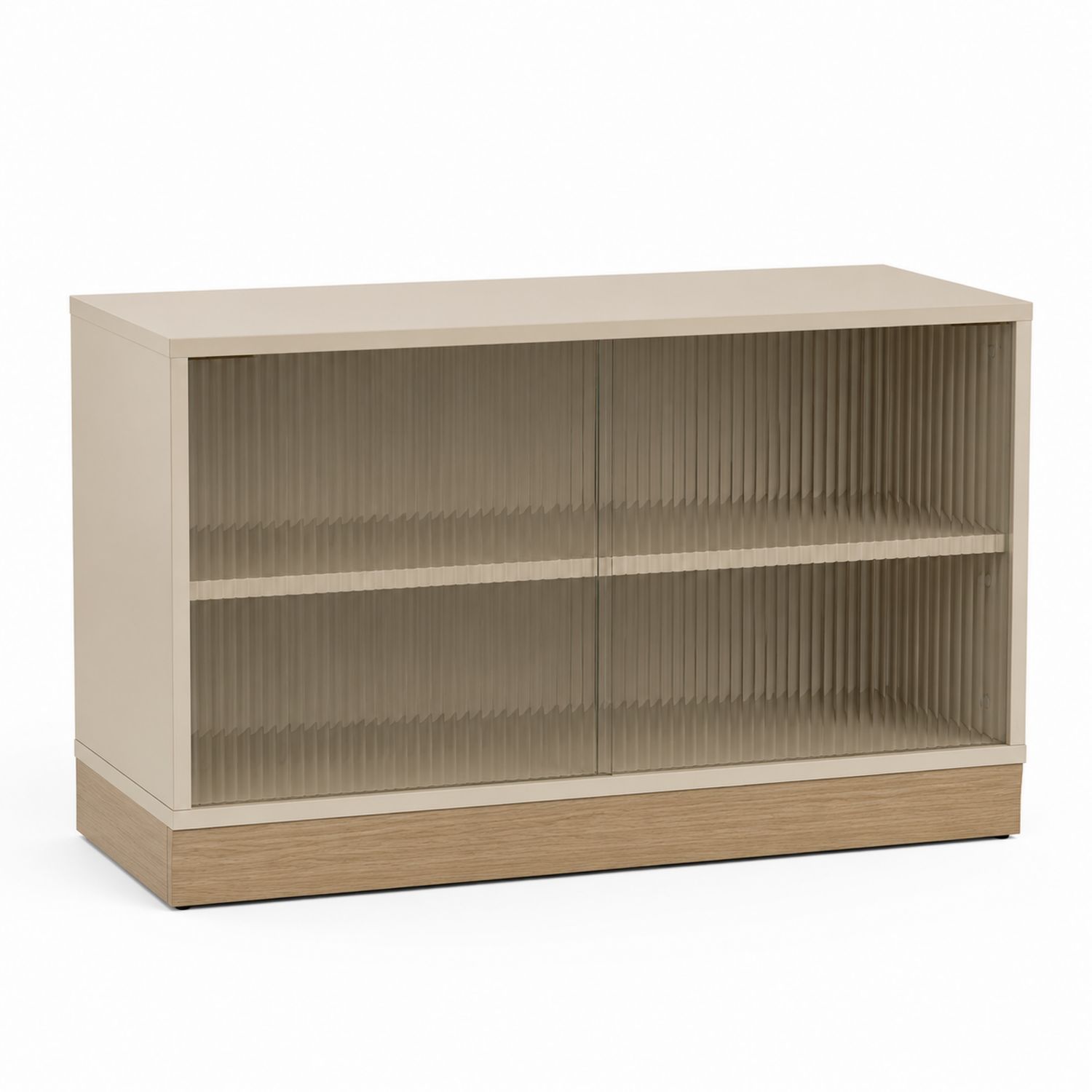 Sideboard Holz mit Glasfront 120x40x75 cm Beige