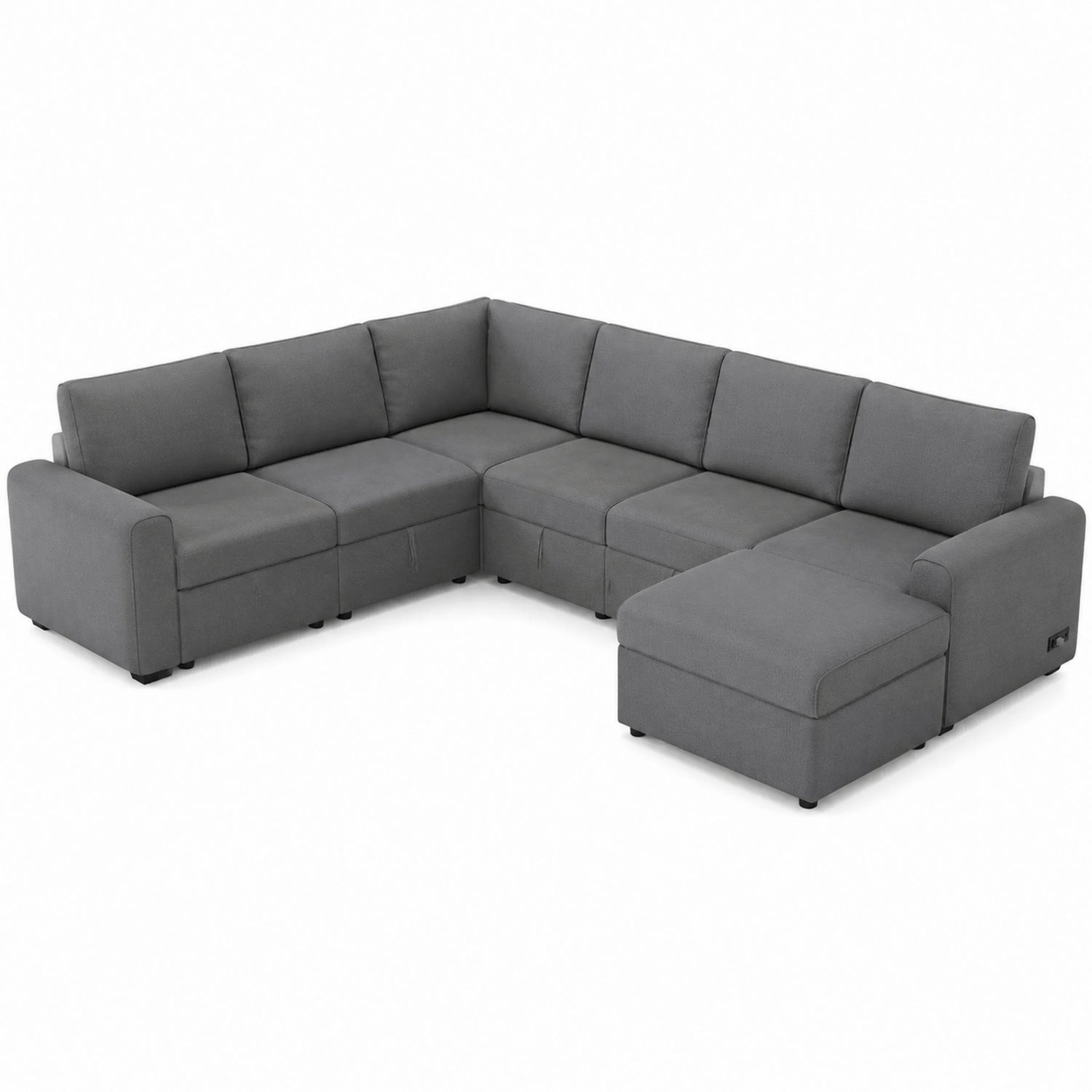 Ecksofa Set Grau Polyester 240x240cm