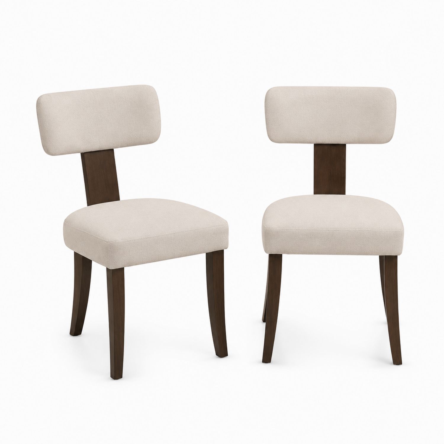 2er Set Esszimmerstühle mit Stoffpolsterung und Massivholzrahmen Beige