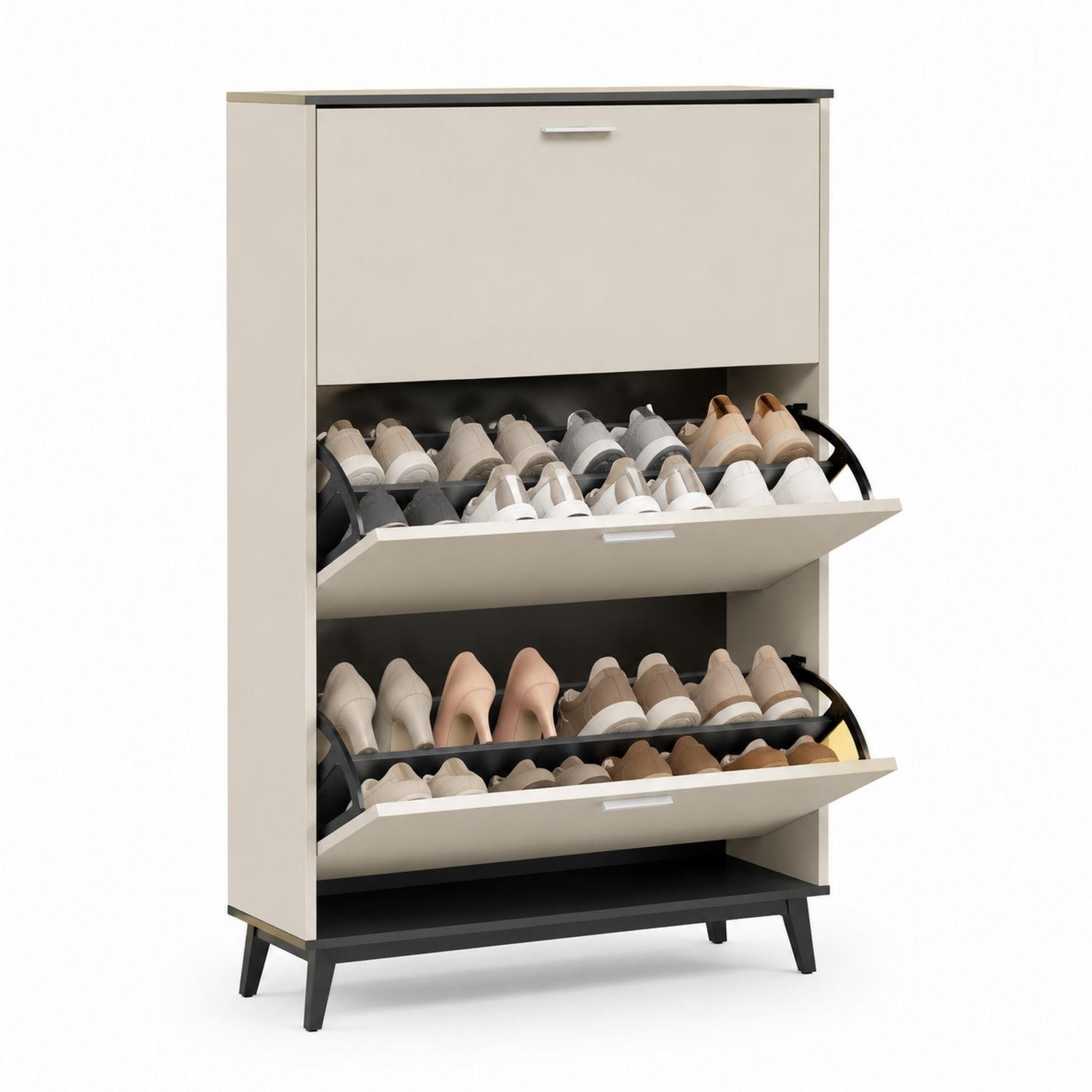 Schuhschrank Klappbar Holz Weiß 90x30x120cm Spanplatte Kunststoff