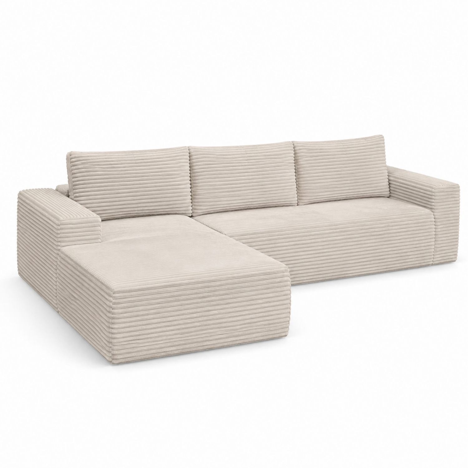 Ecksofa Kordsamt Beige 300cm