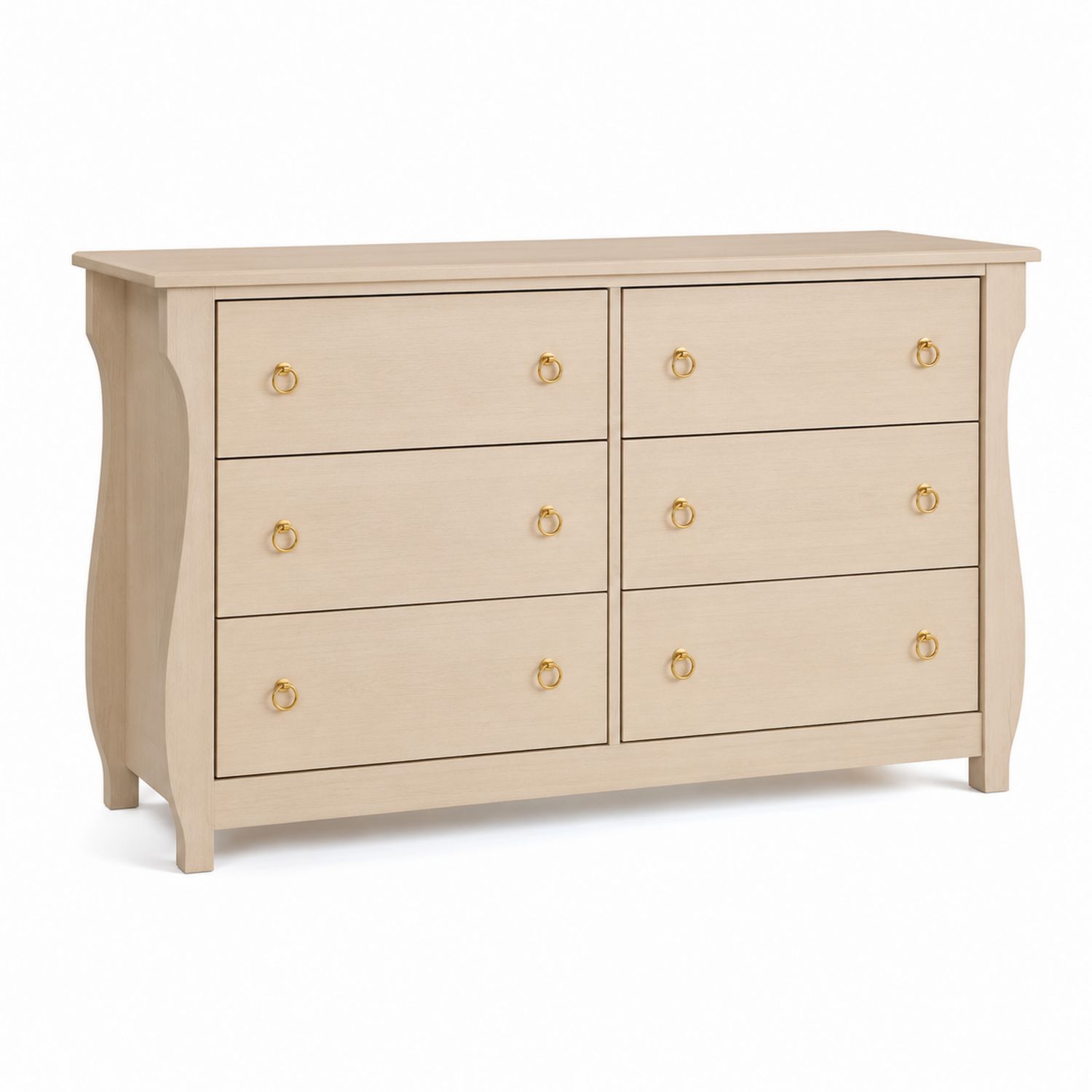 Holzkommode mit 6 Schubladen in Creme