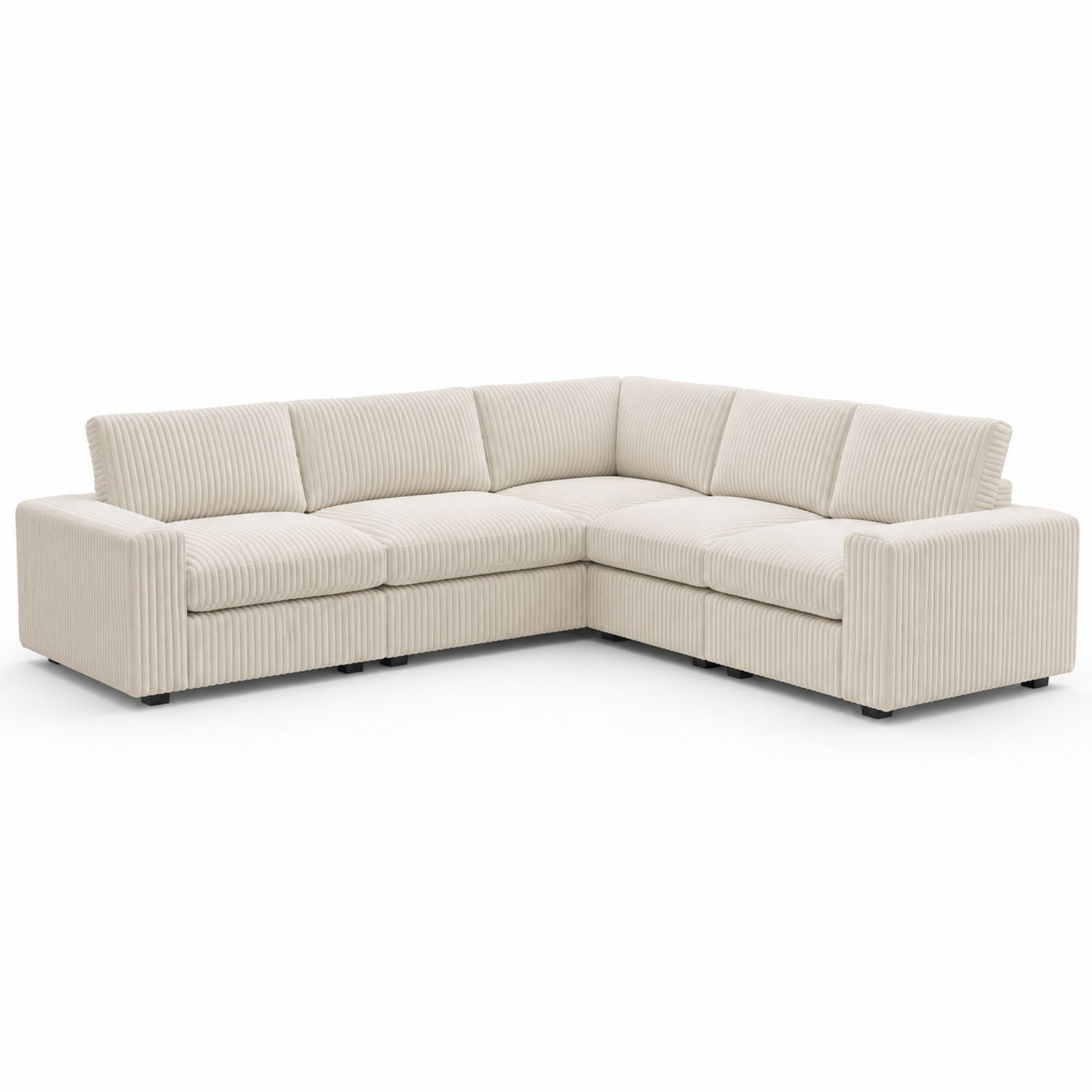 Ecksofa L-Form Cordstoff Beige 274x228cm