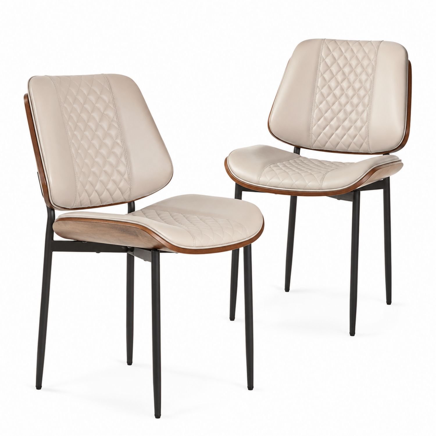 Esszimmerstühle Set Kunstleder Beige mit Stahlrahmen