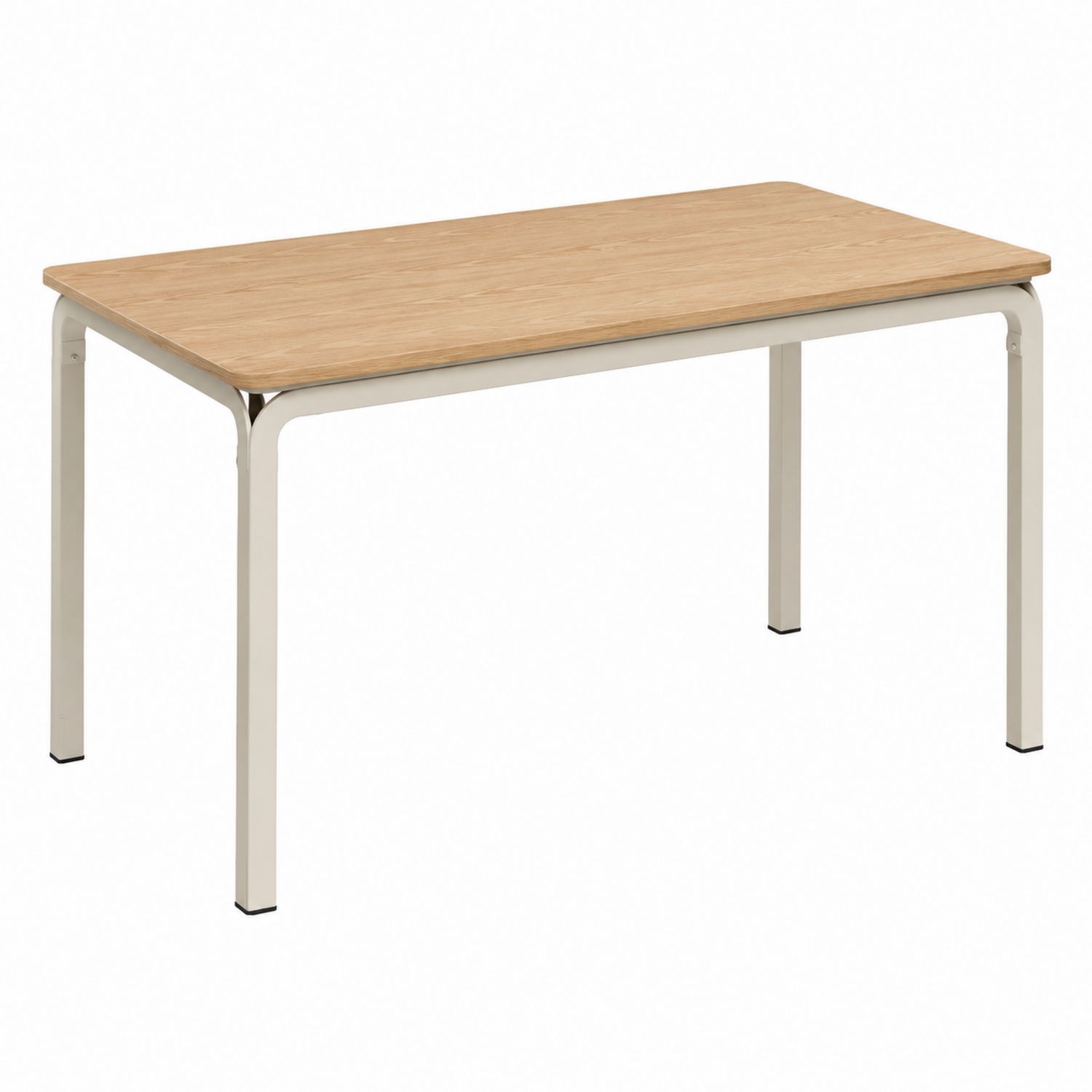 Rechteckiger Esstisch 120x80 cm MDF Eichenfurnier und Stahl Silber