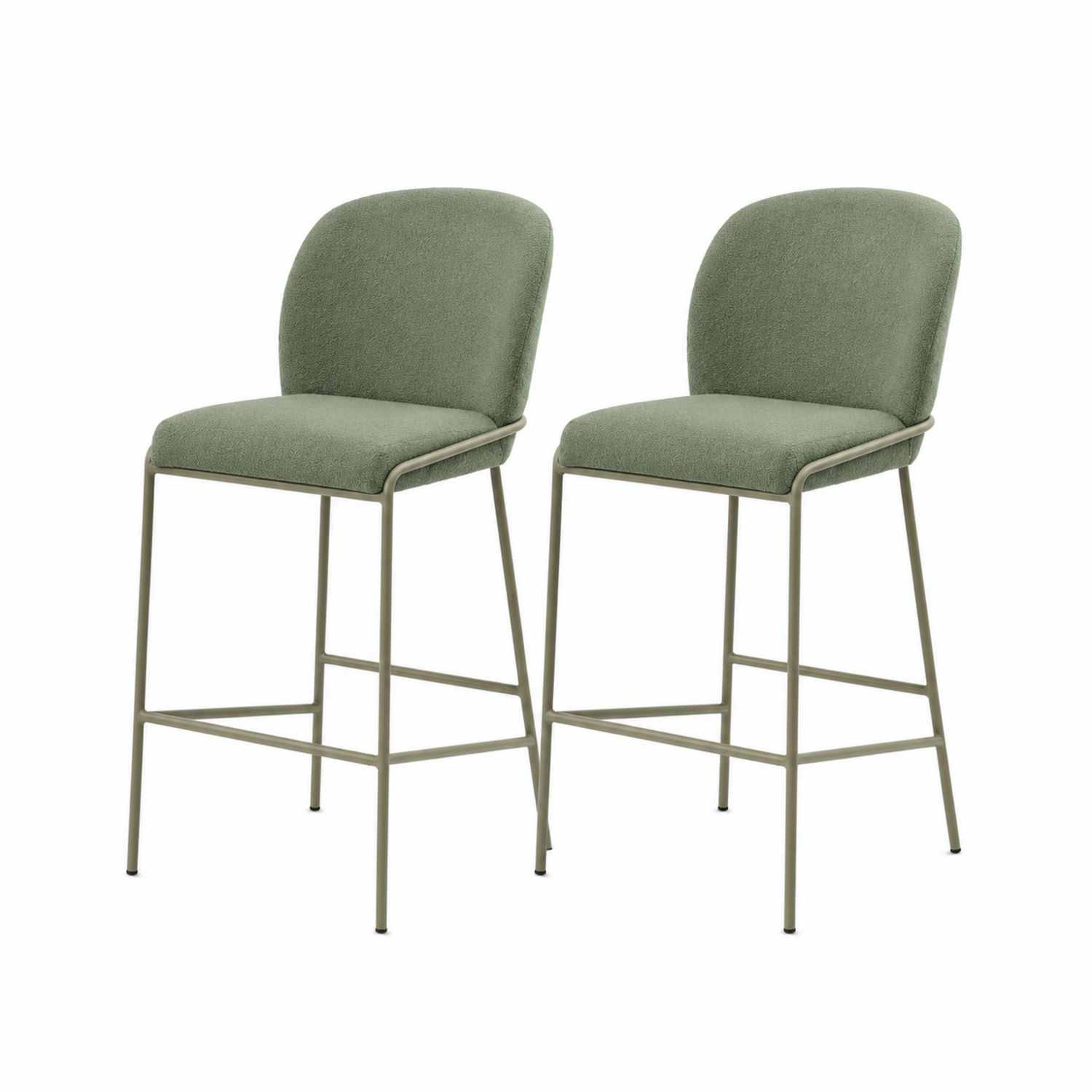 2er-Set Barhocker mit grüner Polsterung und Metallrahmen 105 cm