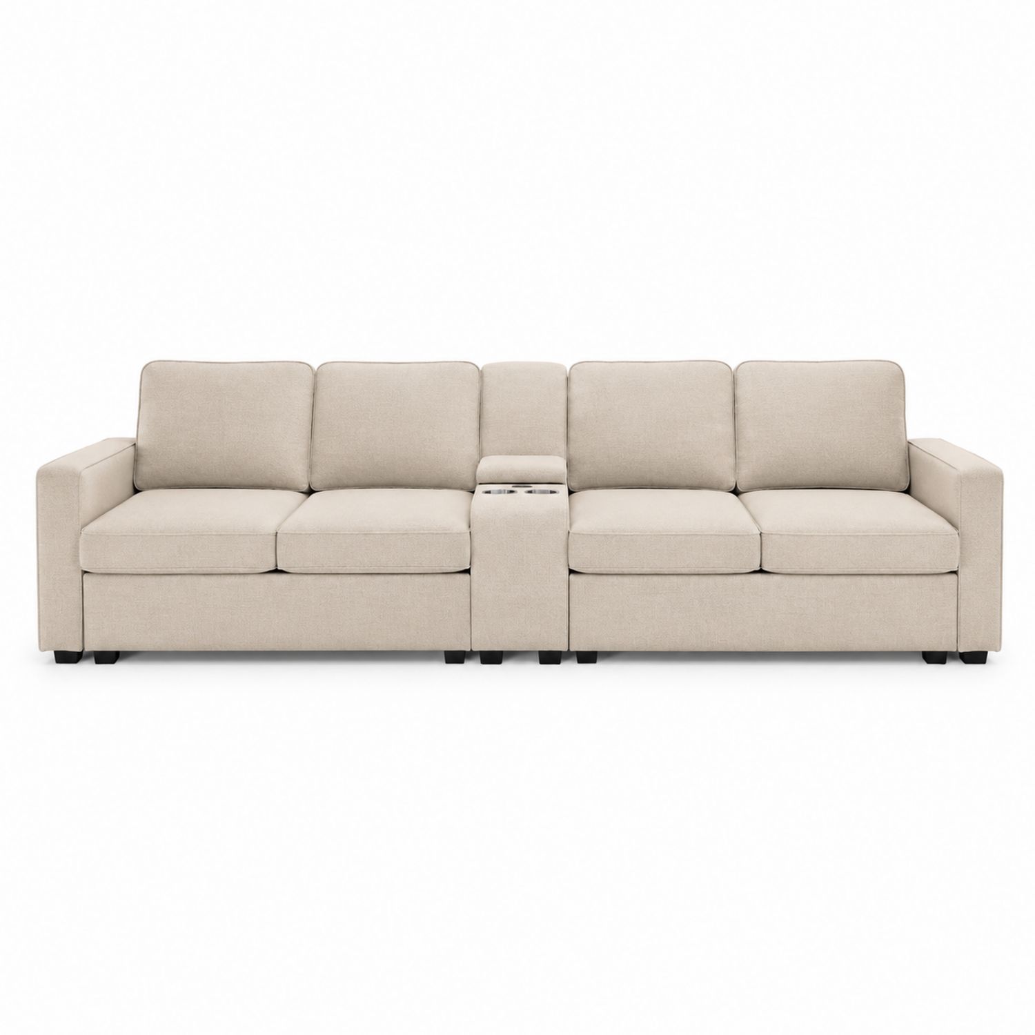 Modulares Sofa mit Getränkehalter Beige Stoff 300cm