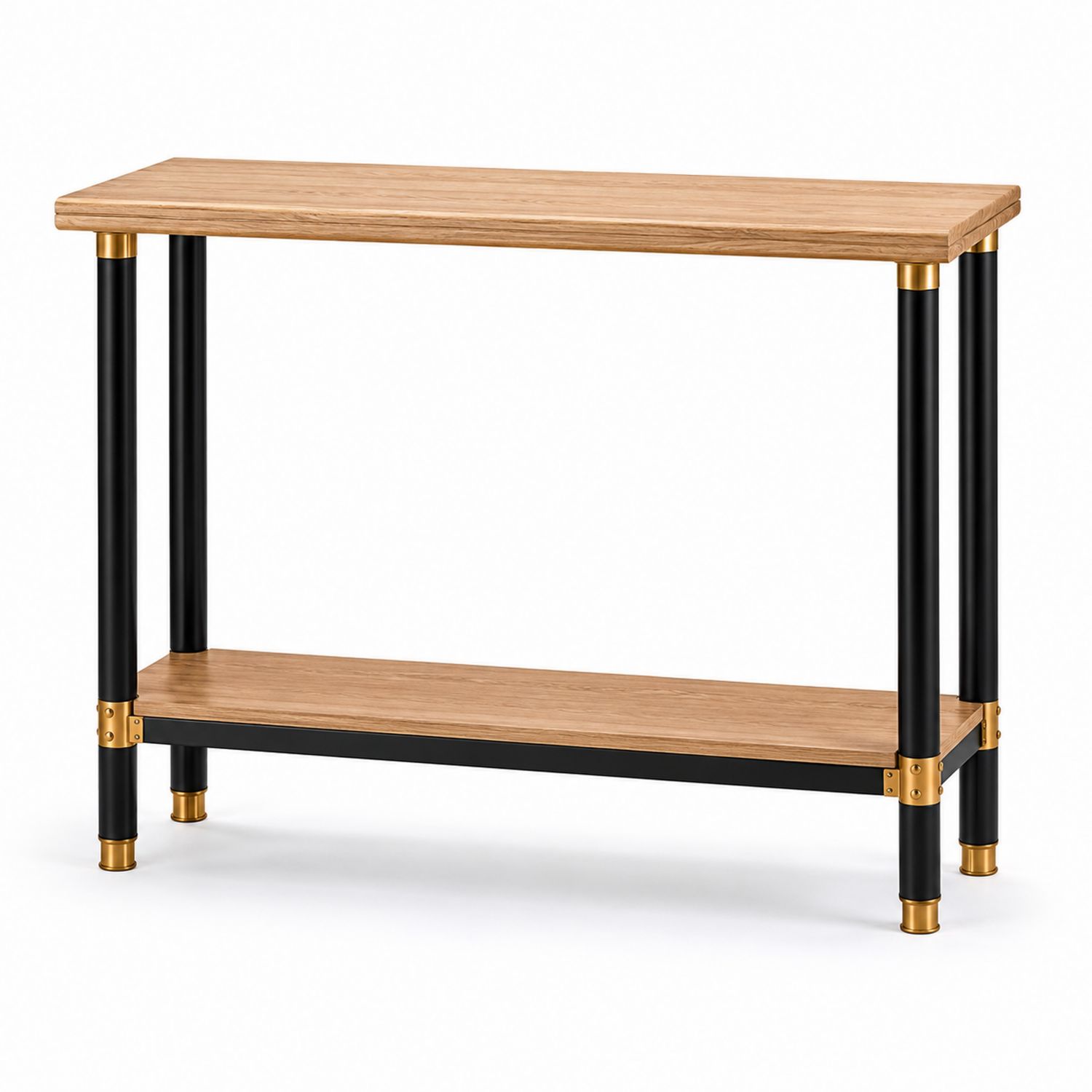 Konsolentisch rechteckig 100x30 cm aus Holz und Metall in Eiche/Schwarz