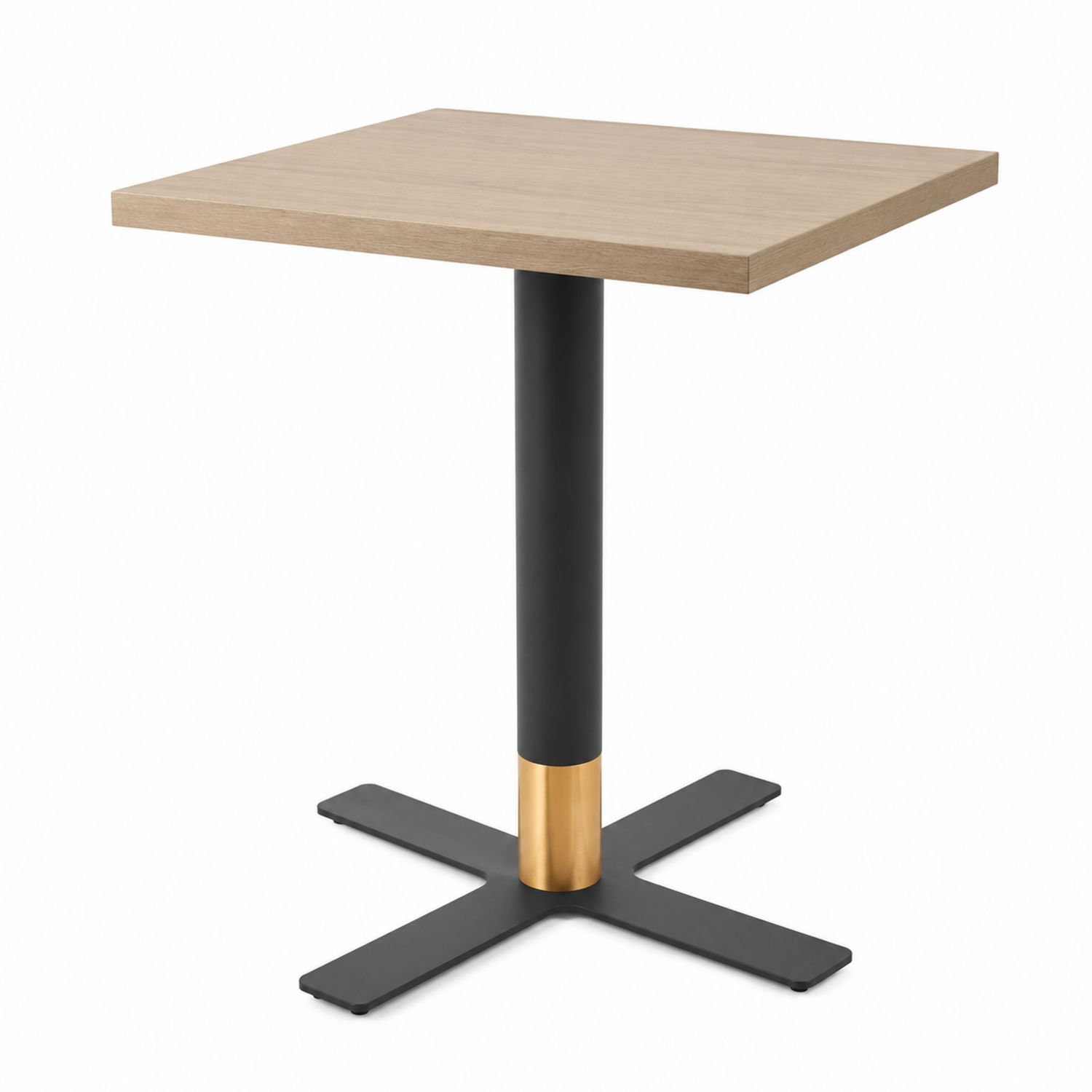 Quadratischer Esstisch Eichefurnier mit Stahlbasis Schwarz/Gold