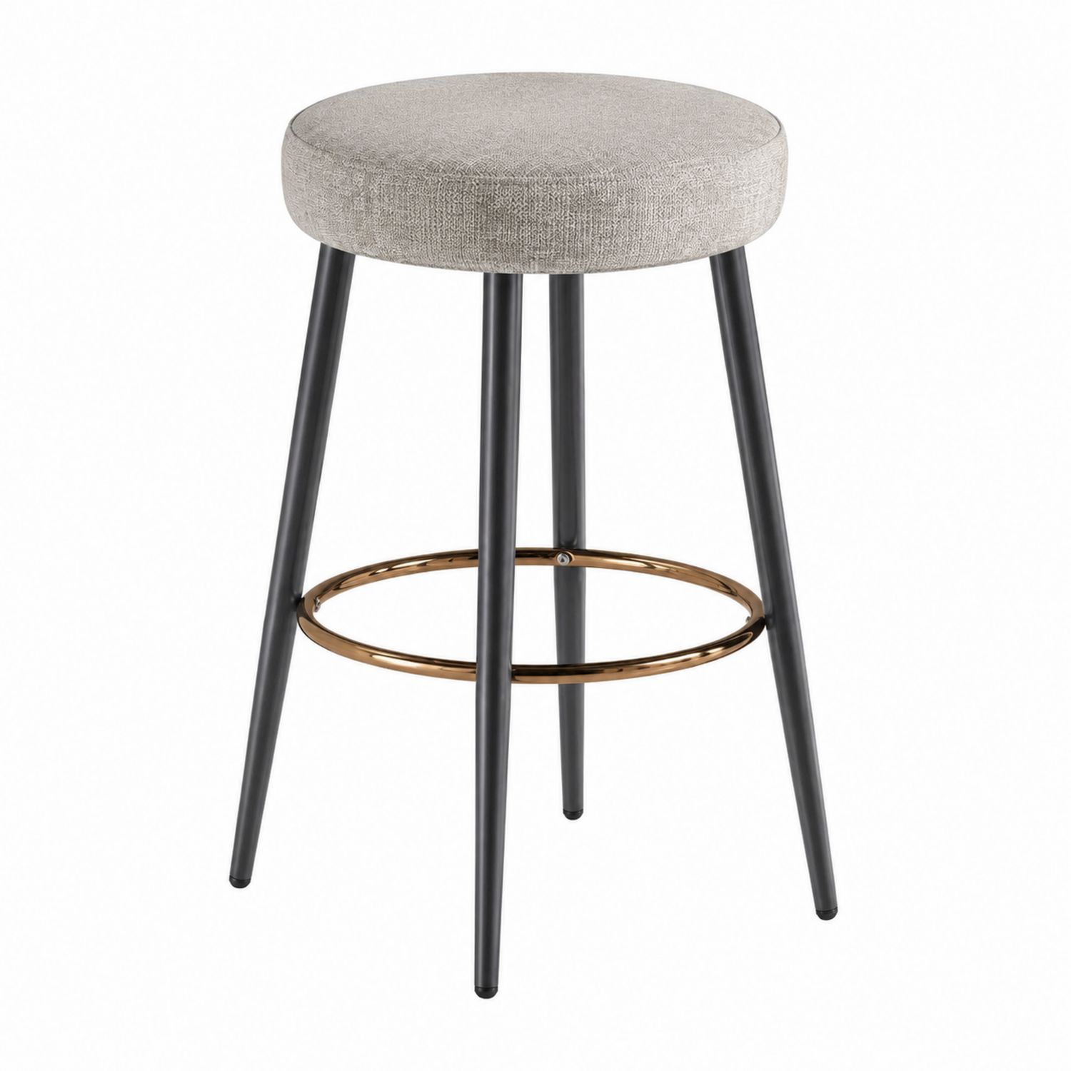 Barhocker 75 cm Stoffpolsterung Stahl Grau/Beige
