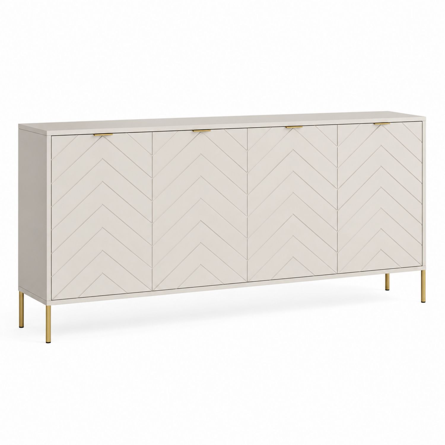 Sideboard MDF 4 Türen Metallbeine Beige 160x40x80cm
