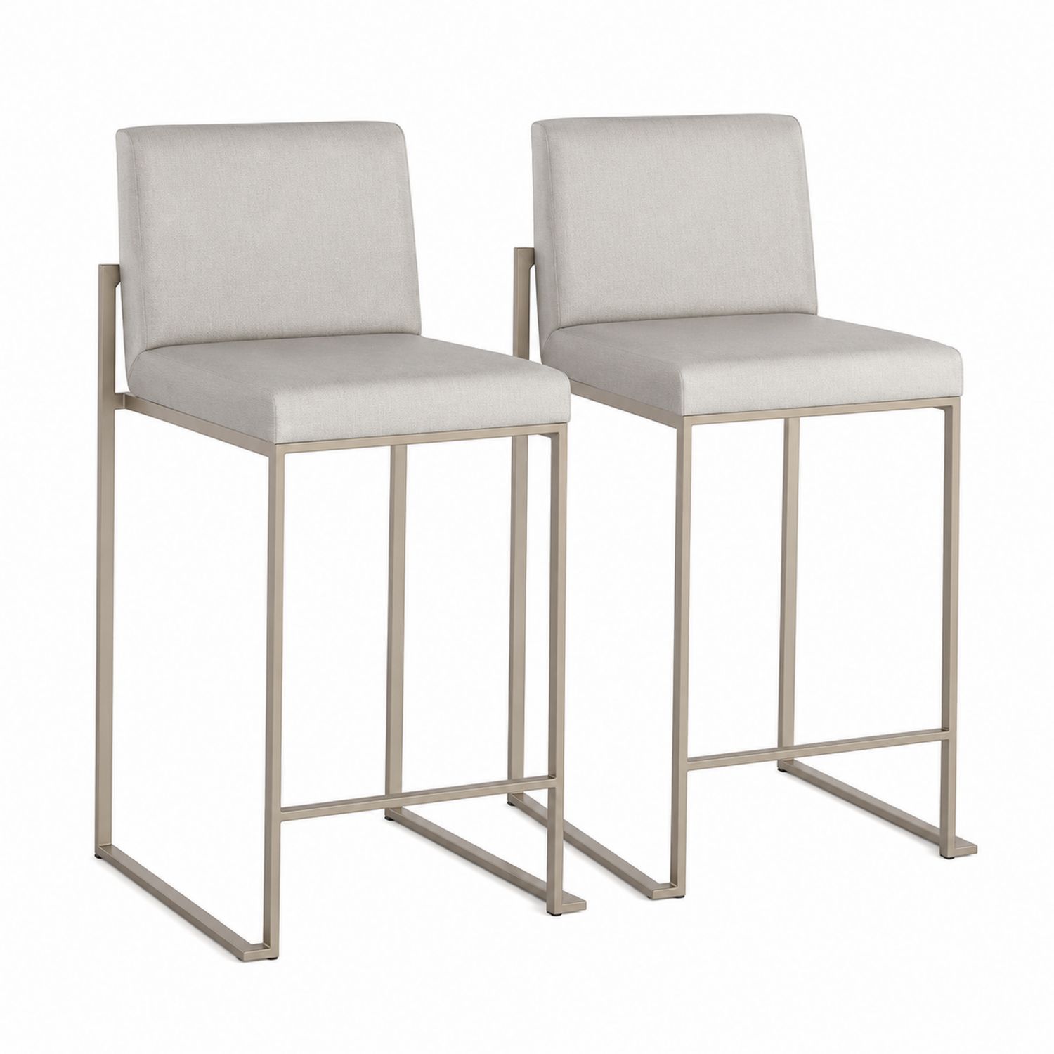 2er Set Barhocker Stahlrahmen Beige Stoff