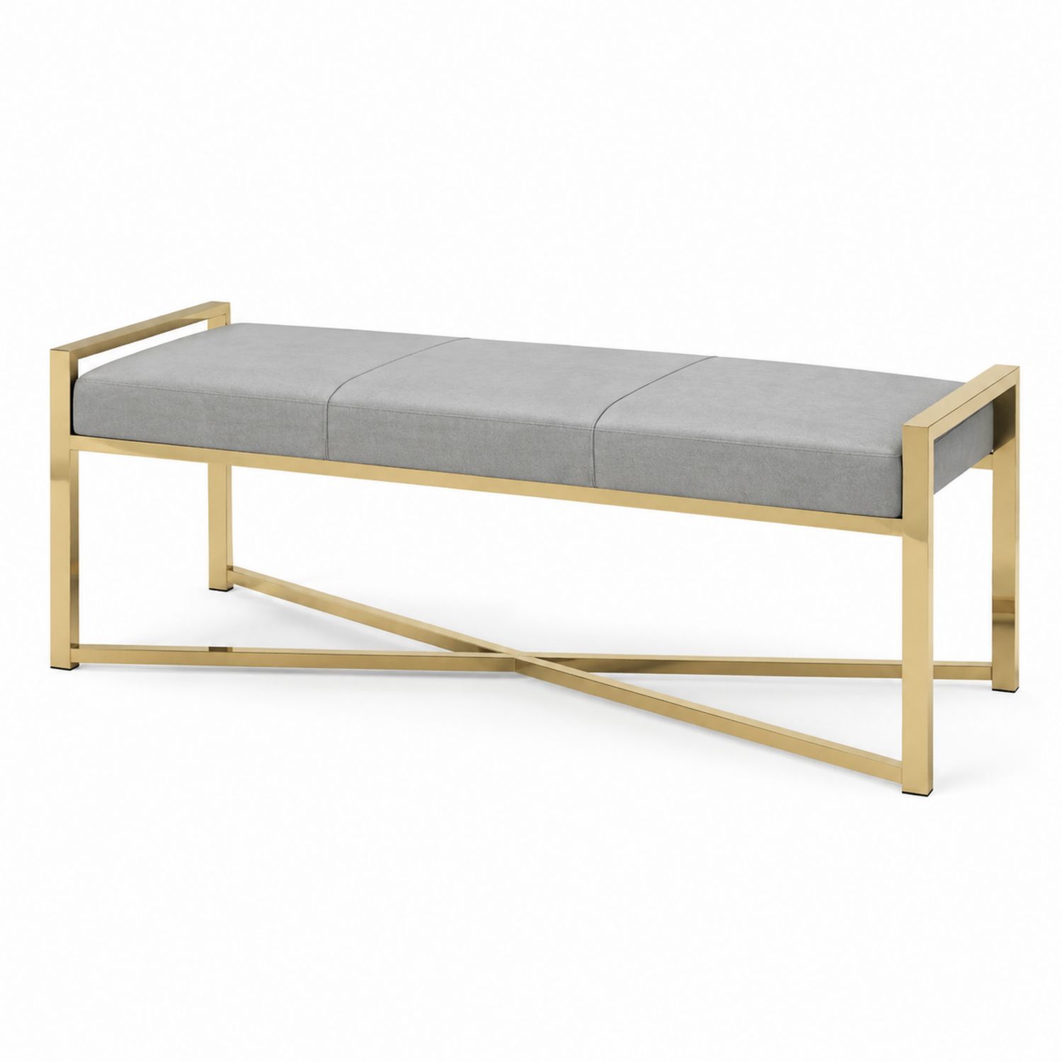 Polsterbank Edelstahl Gold/Grau 120x45x40 cm