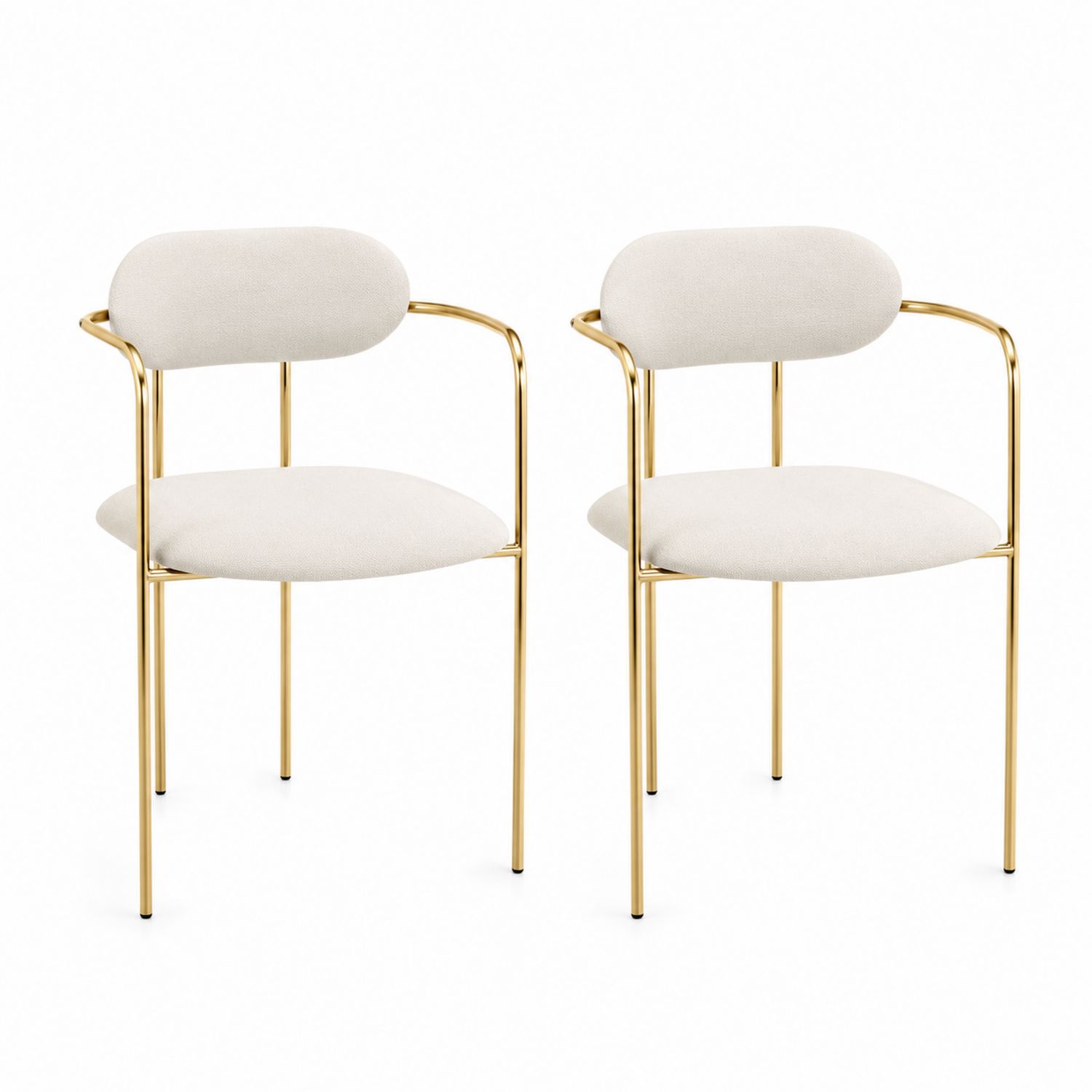 2er Set Esszimmerstühle, Stahlgestell, Stoffbezug, Beige