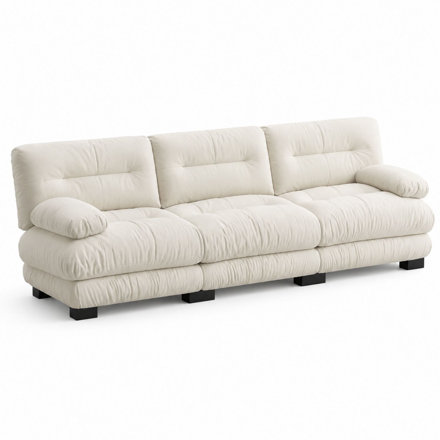 3-Sitzer Ledersofa Echtleder Weiß