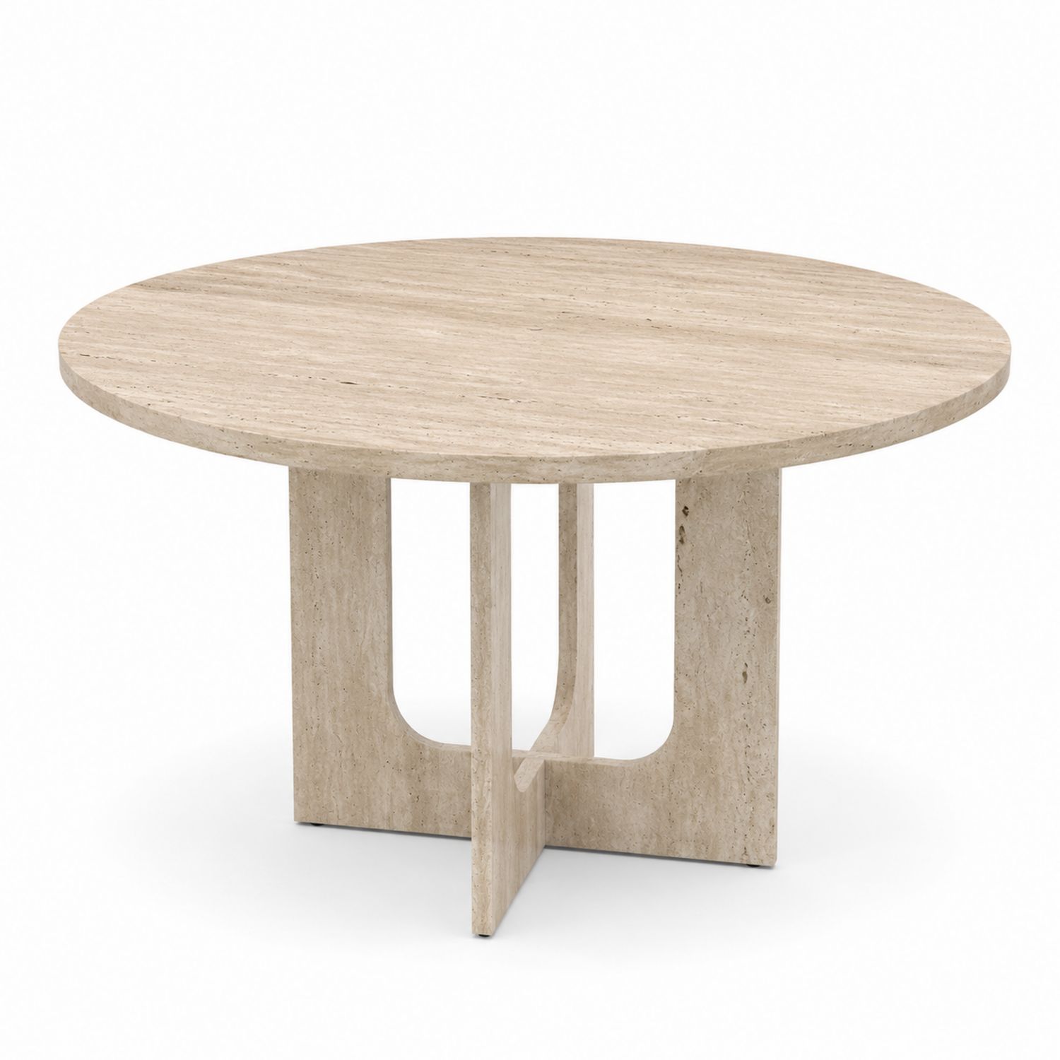 Runder Esstisch aus Travertin, Beige