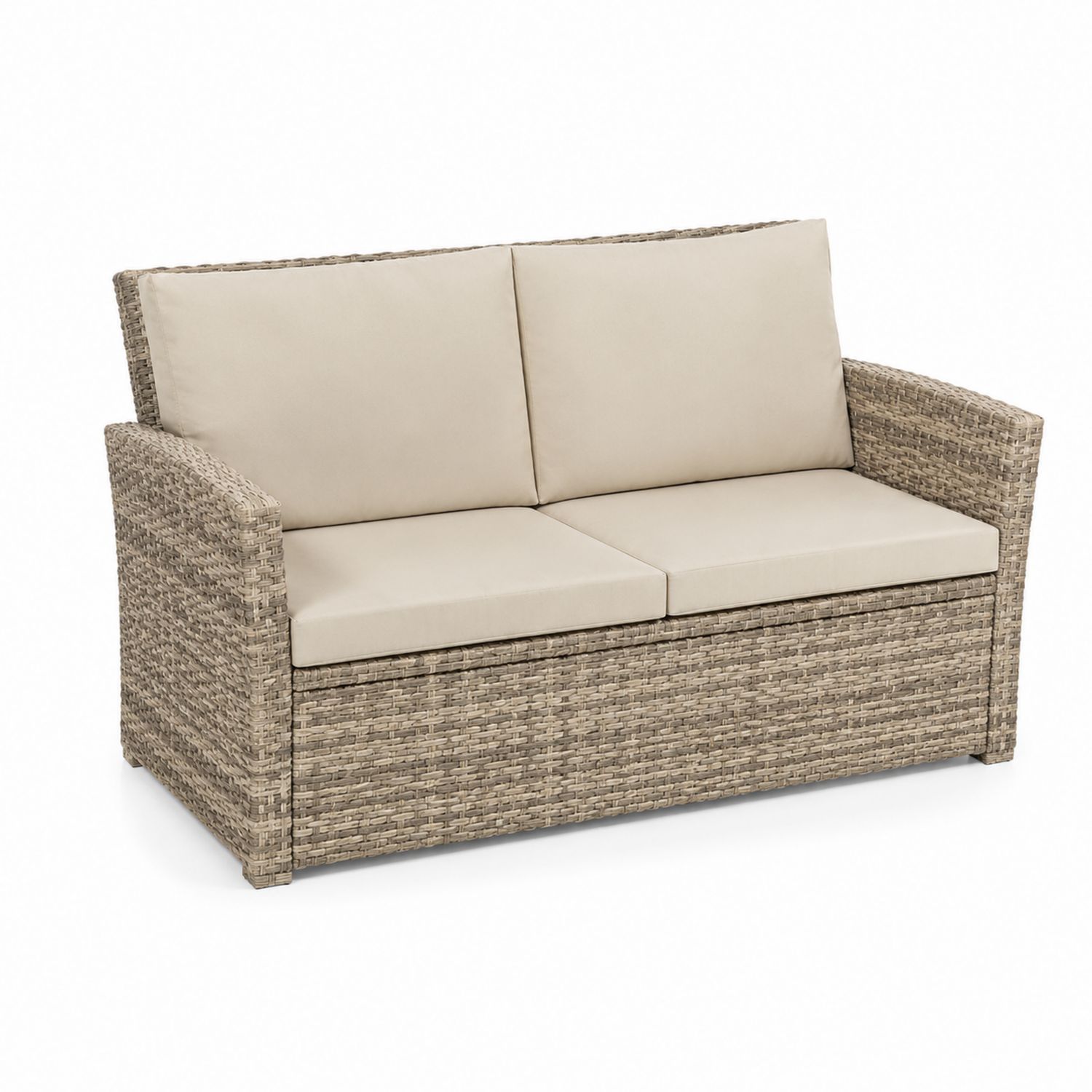 Outdoor 2-Sitzer Sofa Rattan Beige Stahlrahmen