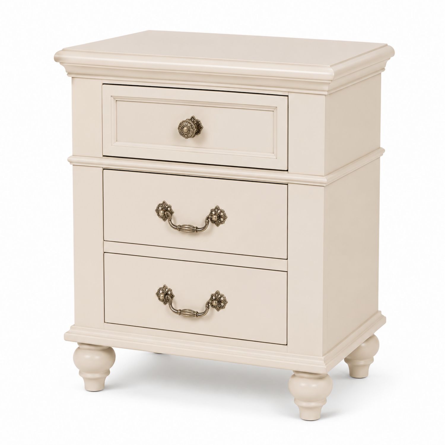 Beige Holz-Nachttisch mit Drei Schubladen
