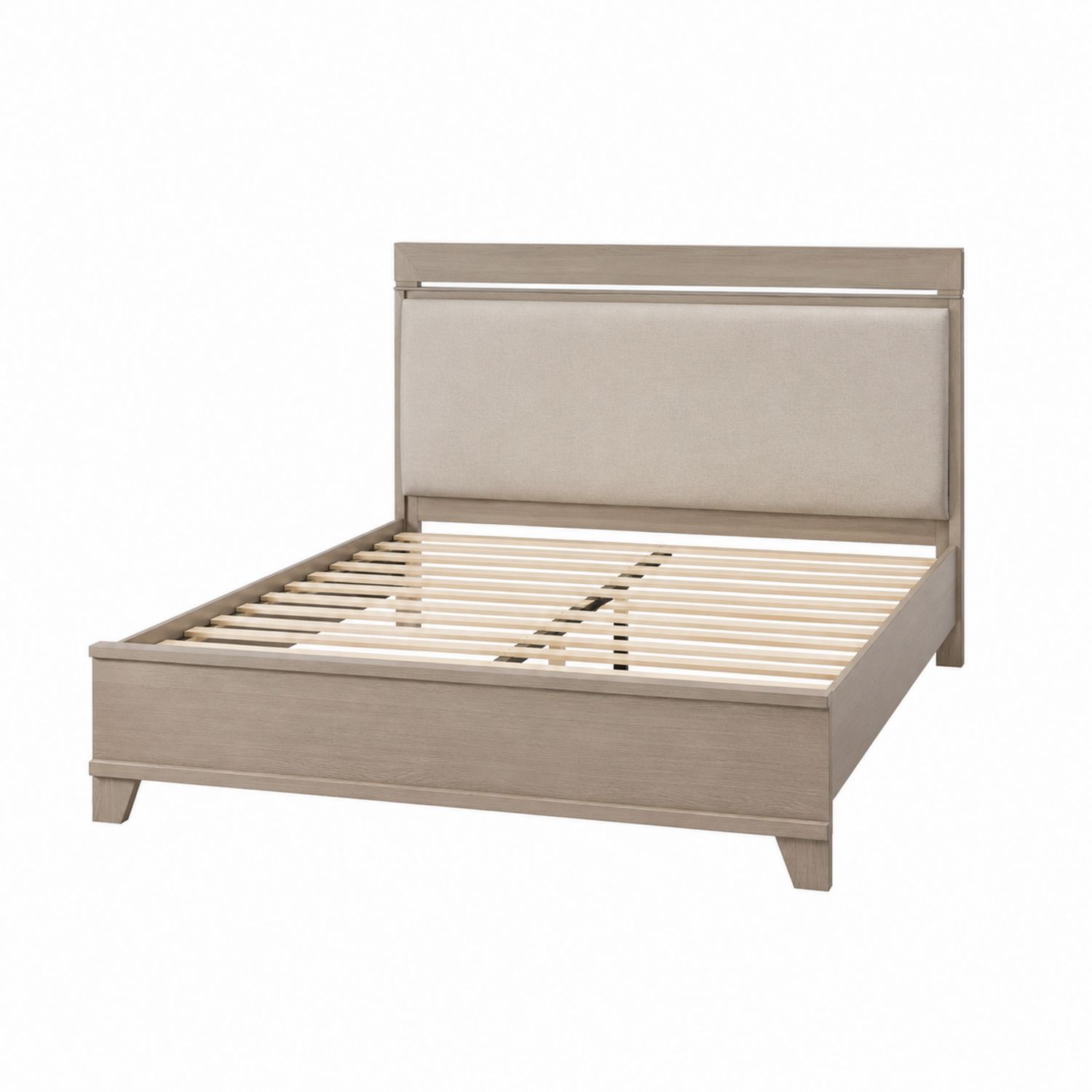 Holzbett mit gepolstertem Kopfteil Beige 200x160 cm